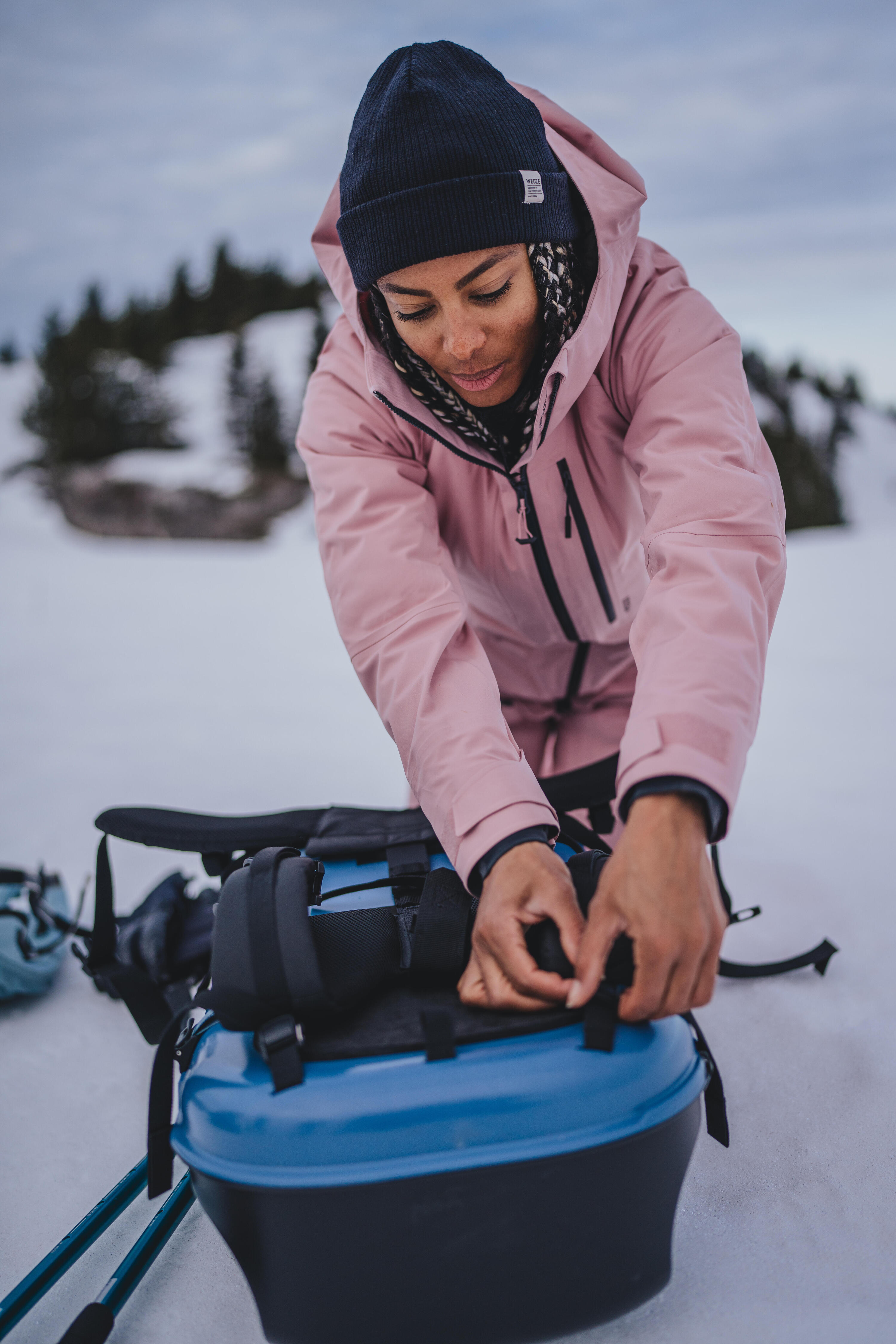 Luge à porter en sac à dos de randonnée adulte, Reverslide 900 gris 17/20