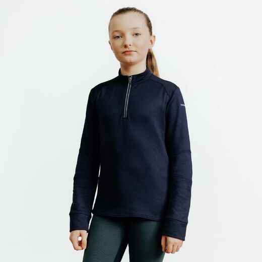 
      Reit-Poloshirt 500 langarm Kinder blau
  