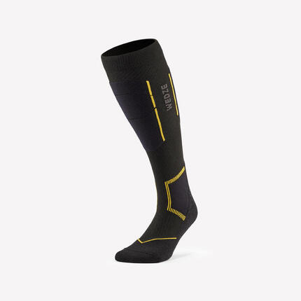 Chaussettes de ski en laine Mérinos adulte, 500 noir et blanc