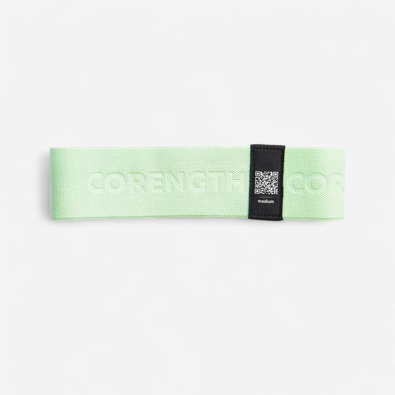 Élastique textile pour fessier de fitness résistance medium, vert