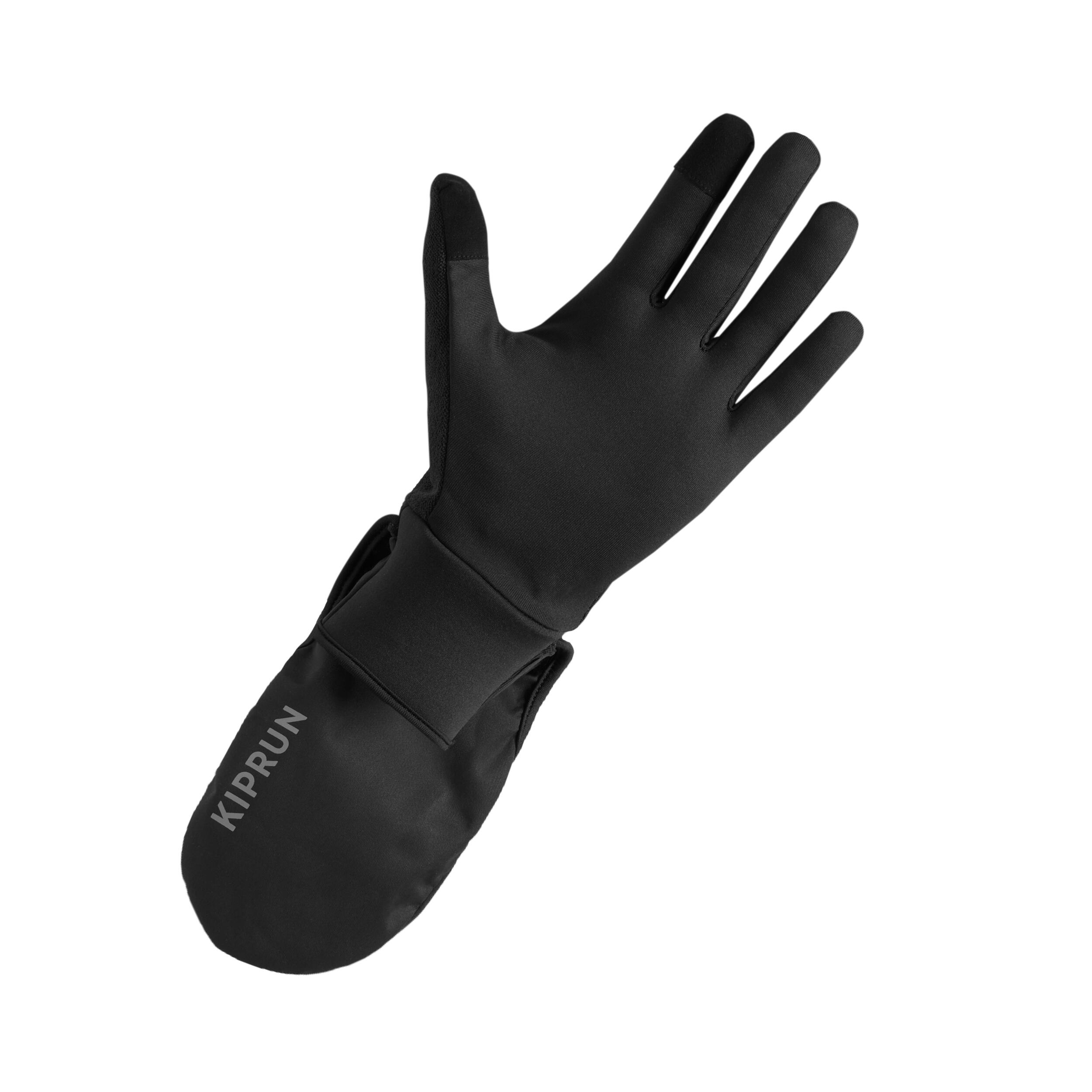 Men Women KIPRUN Evolutiv V2 running gloves - black 1/10