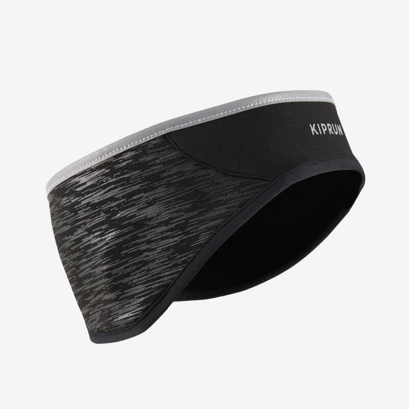 Lauf-Stirnband Unisex - Warm+ schwarz mit Grafikprint 