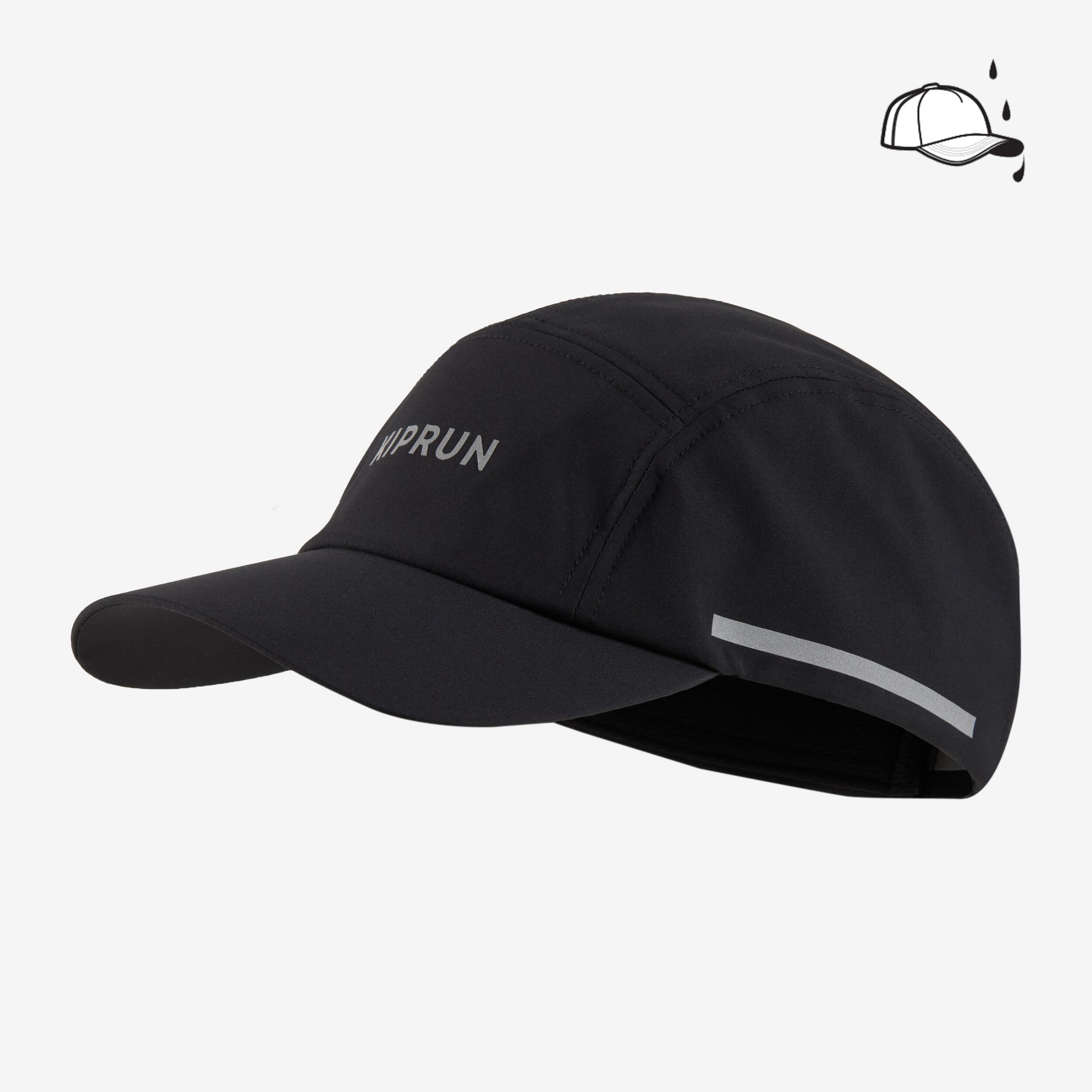 Men's and women's running rain cap - KIPRUN water-repellent 5 panel black