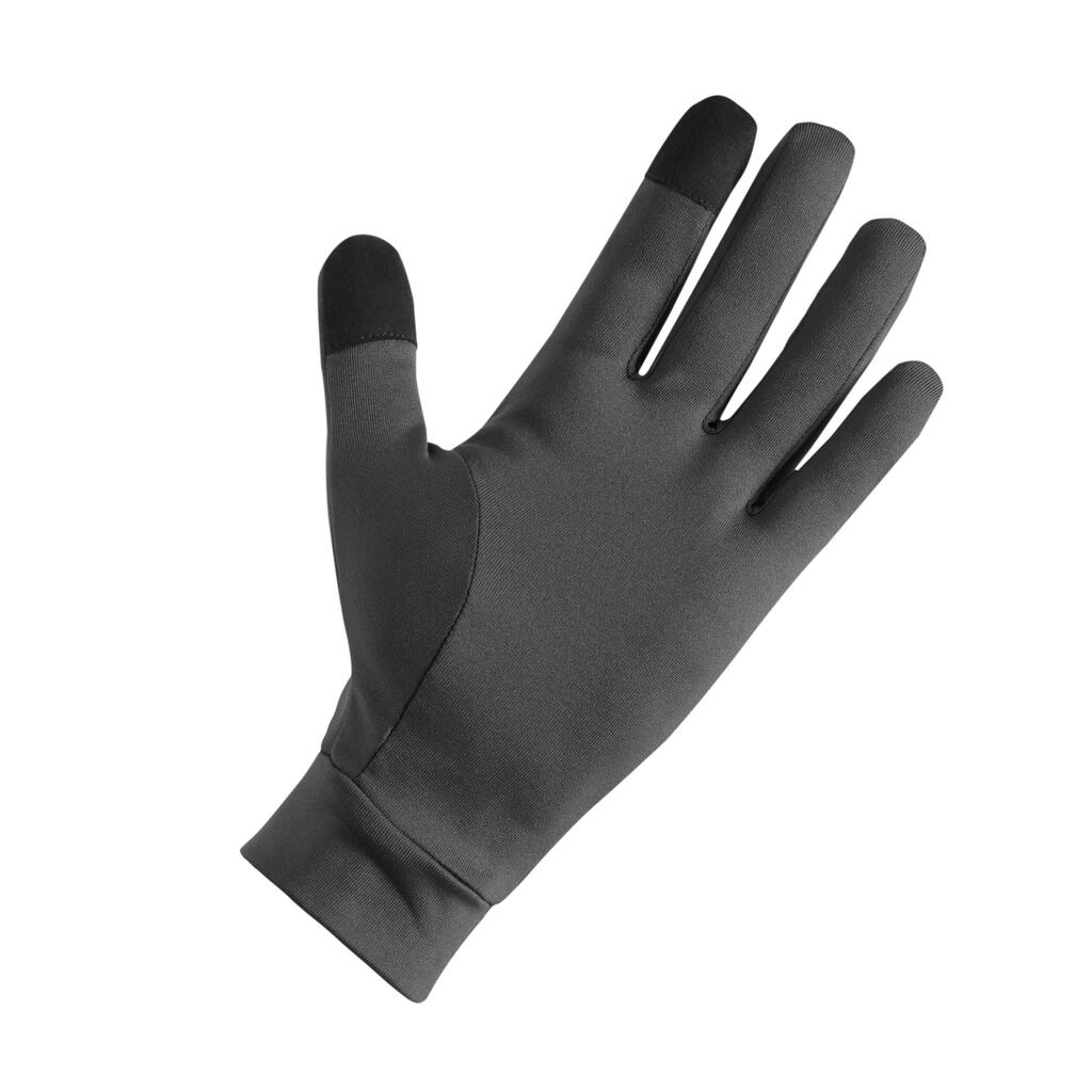 Gants de running tactiles adulte - kiprun  warm+ 500 v2 gris fonce
