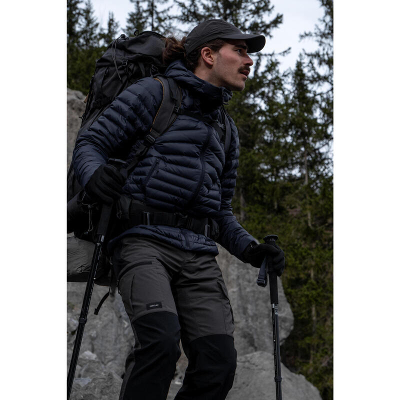 Geacă din puf cu glugă Trekking la munte MT100 -5°C Albastru Bărbați