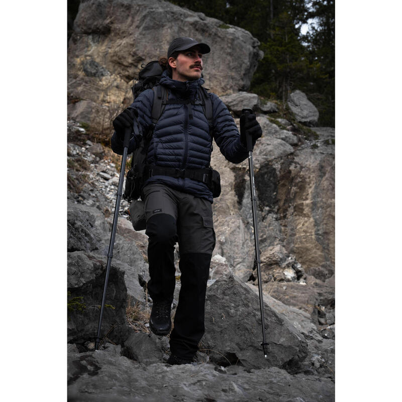 Geacă din puf cu glugă Trekking la munte MT100 -5°C Albastru Bărbați