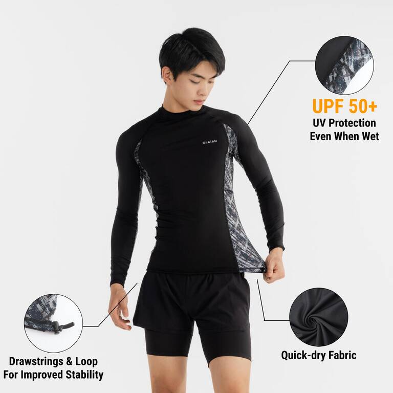 Men's surfing UV protection top BRUSH BLK