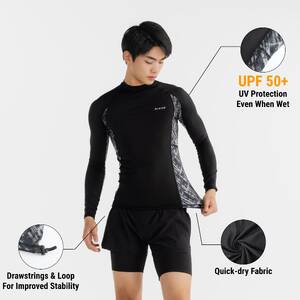 Men’s surfing UV protection top BRUSH BLK