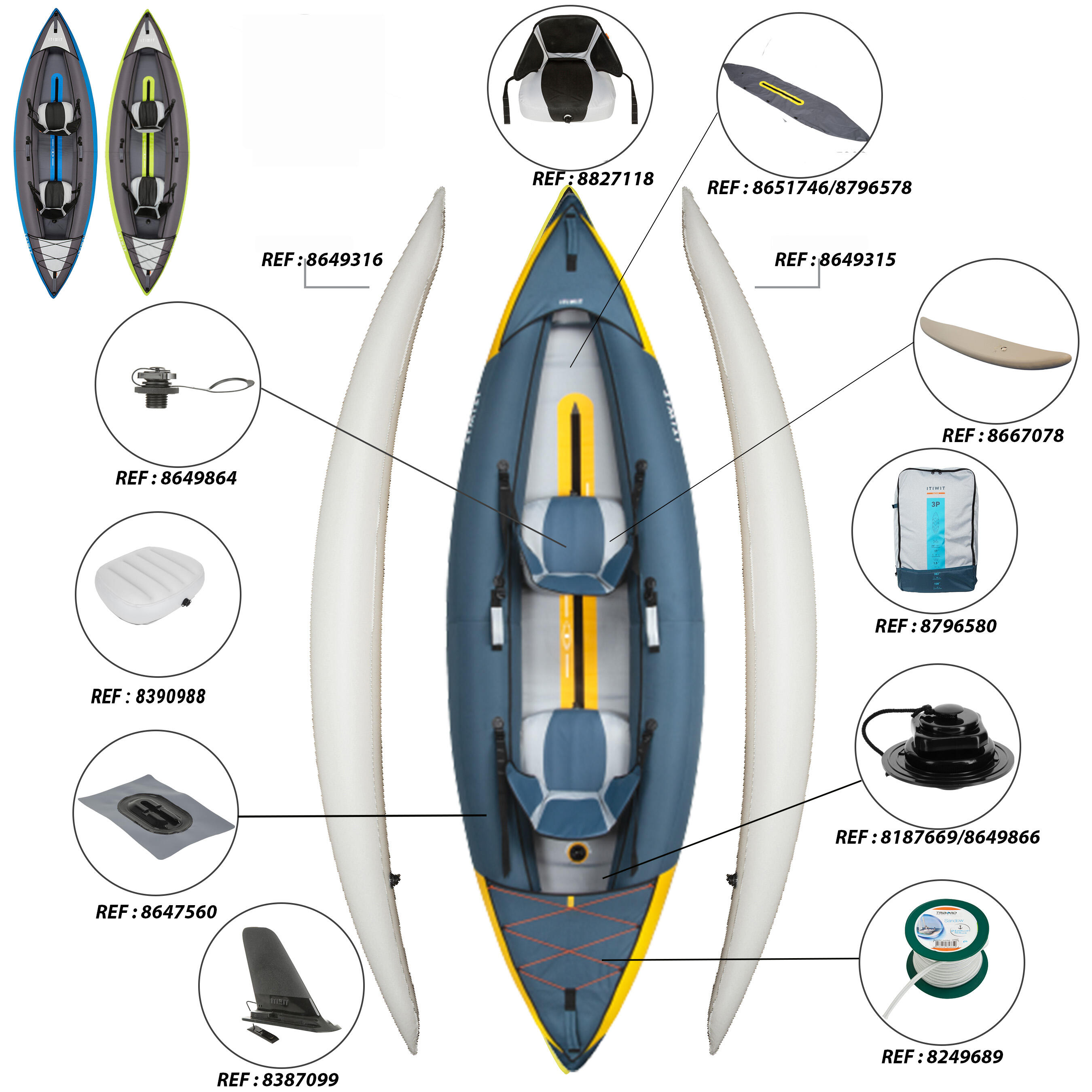 Inflatable 1 Or 2 Person Touring Canoe Kayak