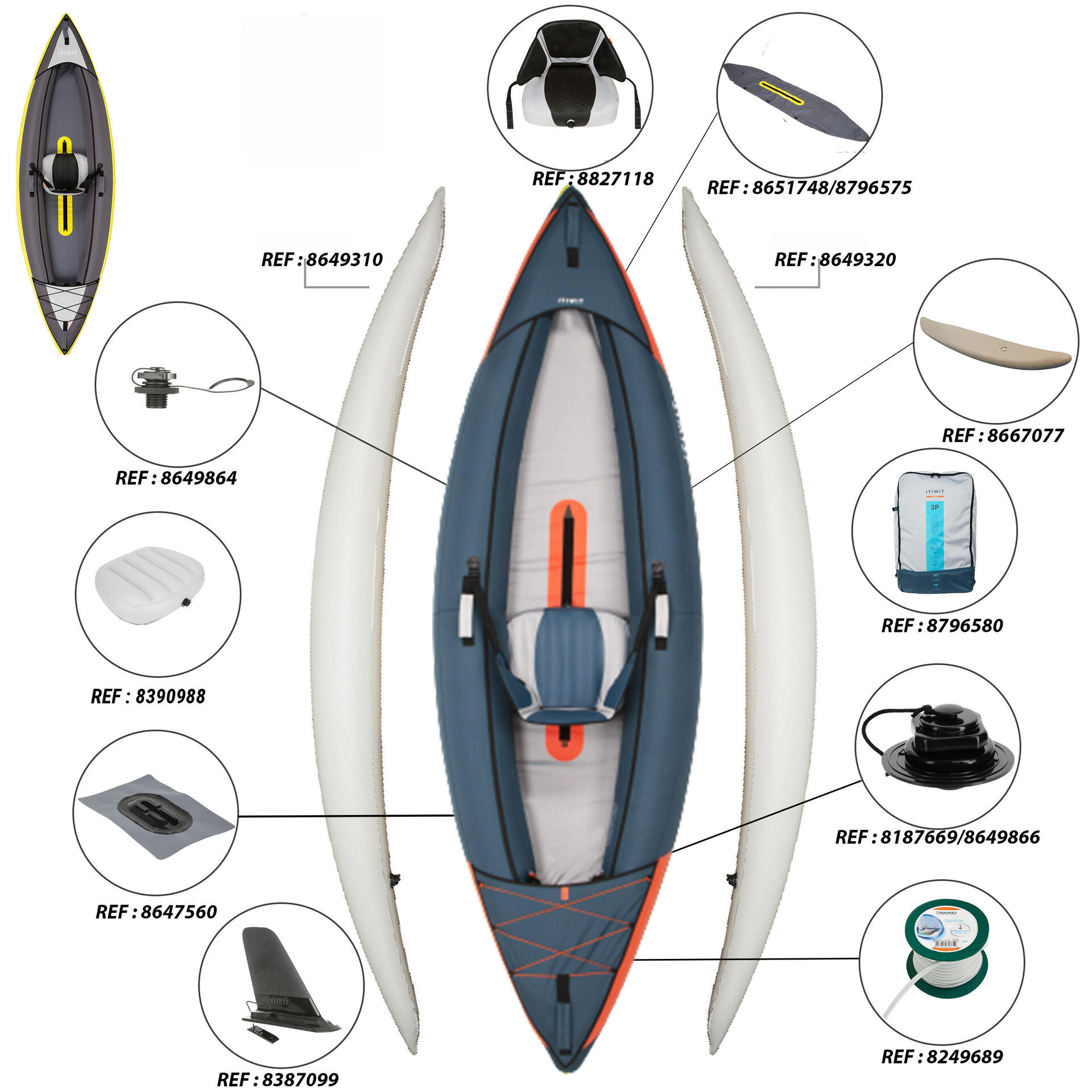 STAND-UP PADDLE AUFBLASBAR ALLROUND X100: Anleitung, Reparatur, Ersatzteile