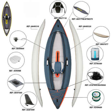 INFLATABLE TOURING KAYAK 1 PLACE YELLOW