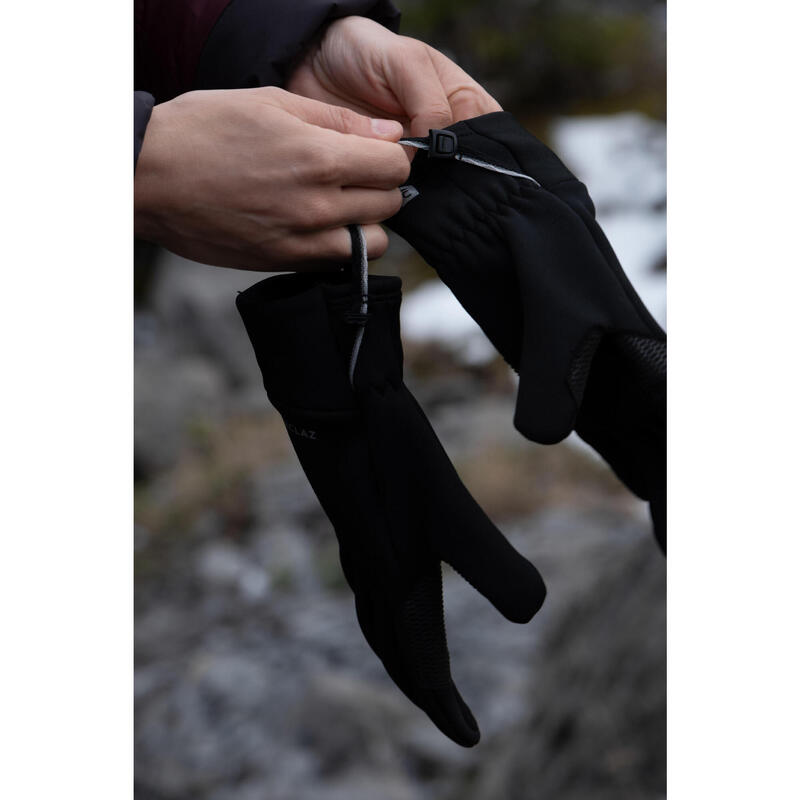 Gants chauds et tactiles de trekking - MT500 noir - adulte