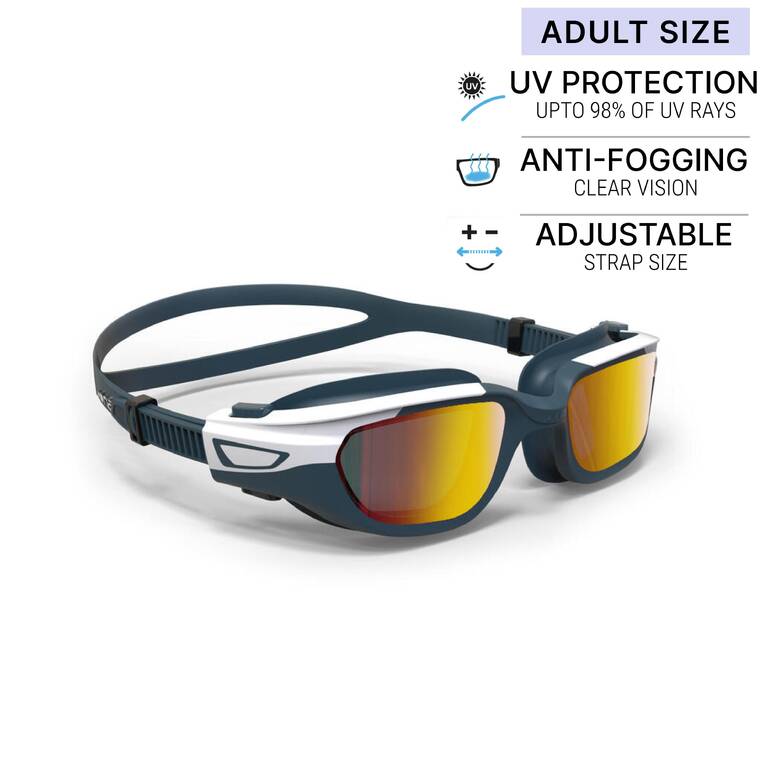 Swimming Goggles Mirrored Lenses SPIRIT Size S - Yellow - White Turquoise
