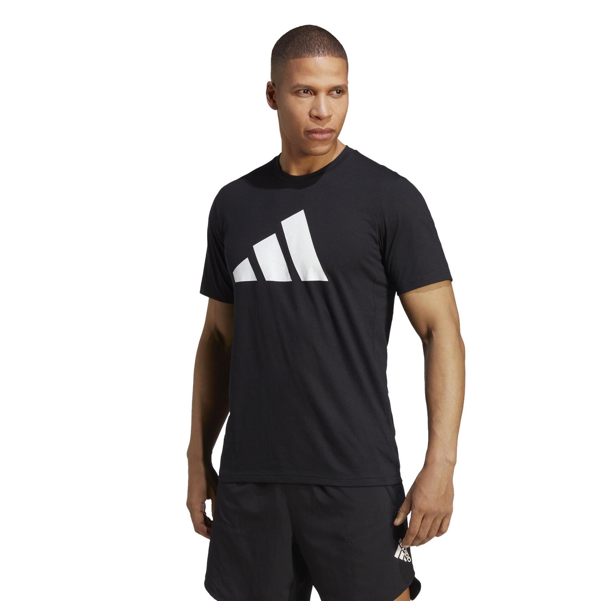 ADIDAS TRAIN ESSENTIALS FEELREADY LOGO TRAINING TEE SHIRT BLACK