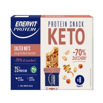 Barretta chetogenica Enervit Protein Snack Keto Salted Nuts low sugar no gluteen