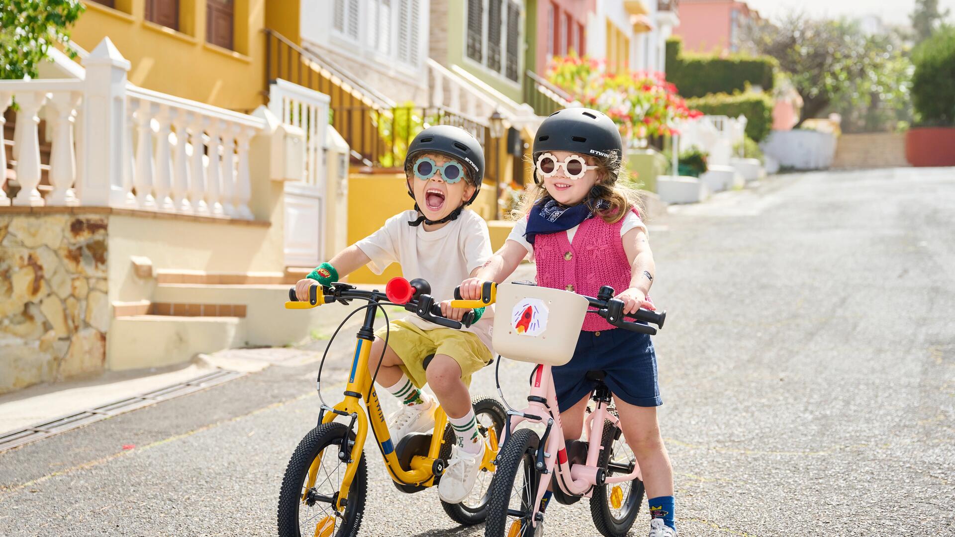 VELO ENFANT 2EN1 DRAISIENNE 3-5 ANS 14 pouces - DISCOVER 500  Jaune