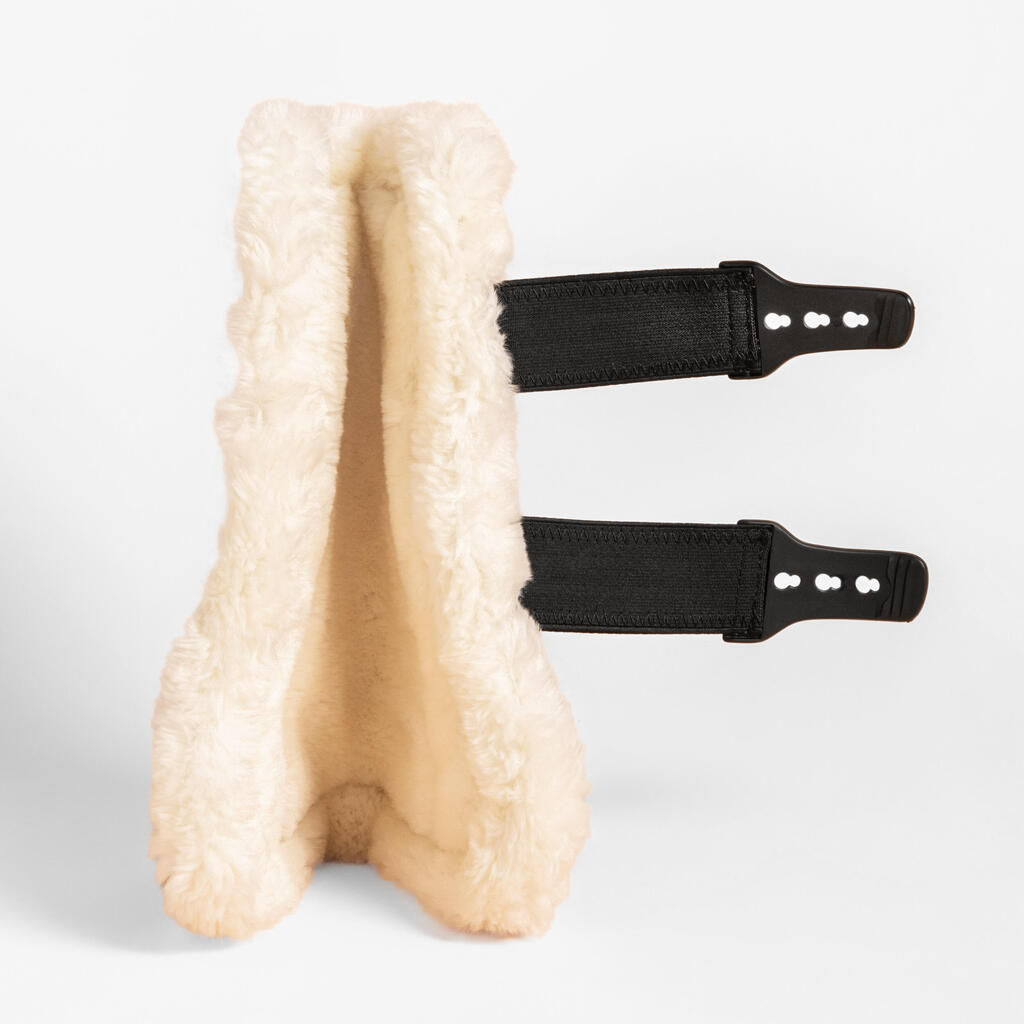 Horse Riding Synthetic Sheepskin Open Tendon Boots Twin-Pack 580 - Black