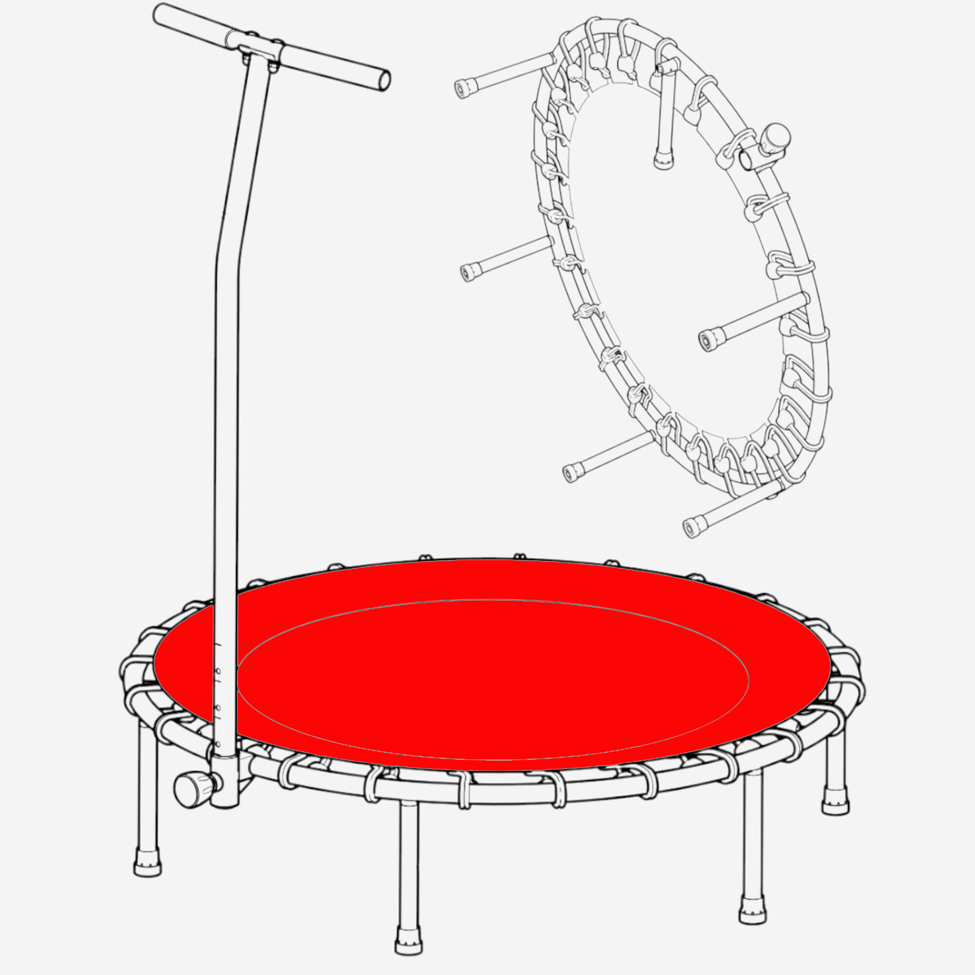 TOILE DE SAUT - PIÈCE DÉTACHÉE POUR TRAMPOLINE FITNESS 500 2/3