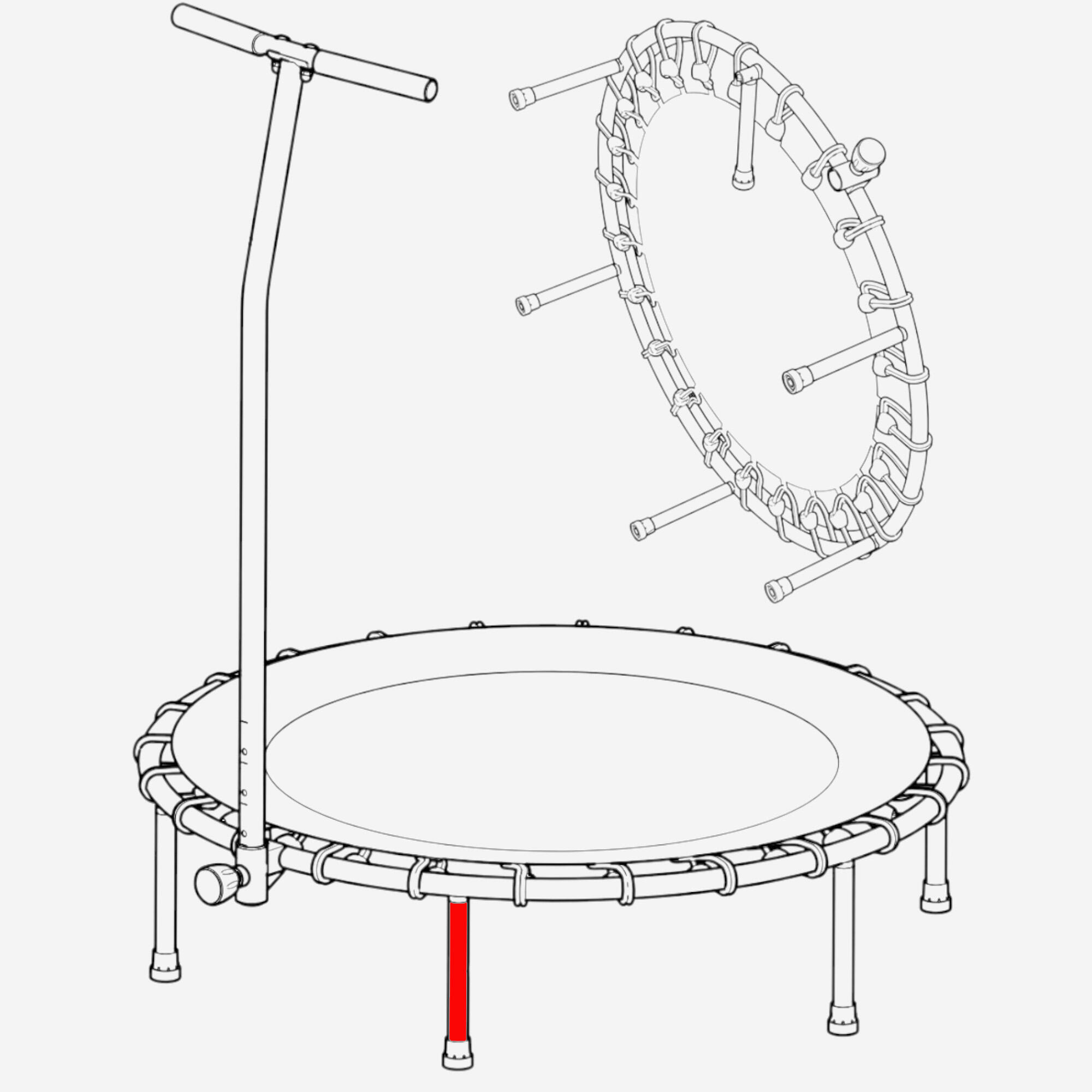 Leg Tube Spare Part for Fitness Trampoline 500 2/3