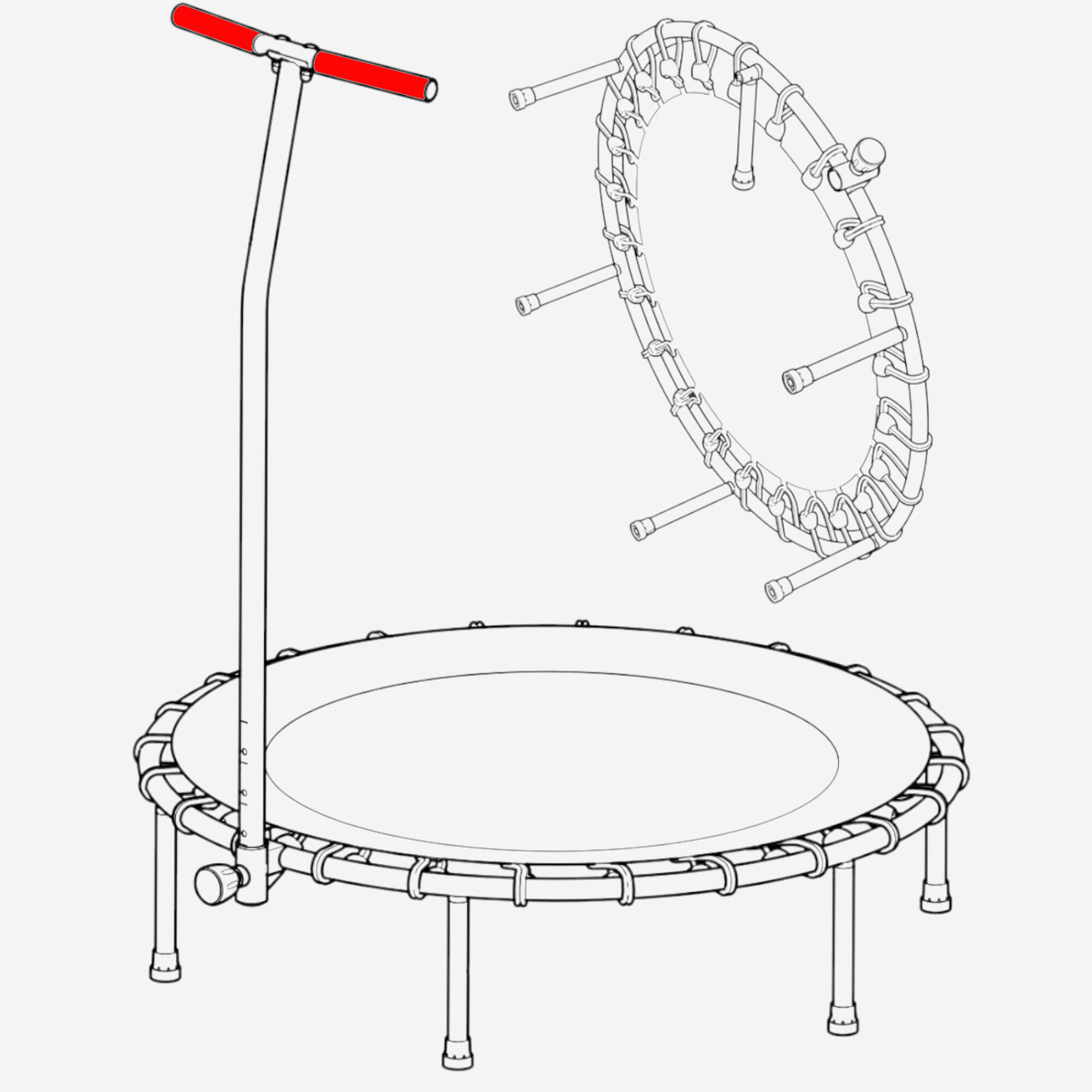 Haltegriffe - Ersatzteil für Fitness-Trampolin 500 3/4