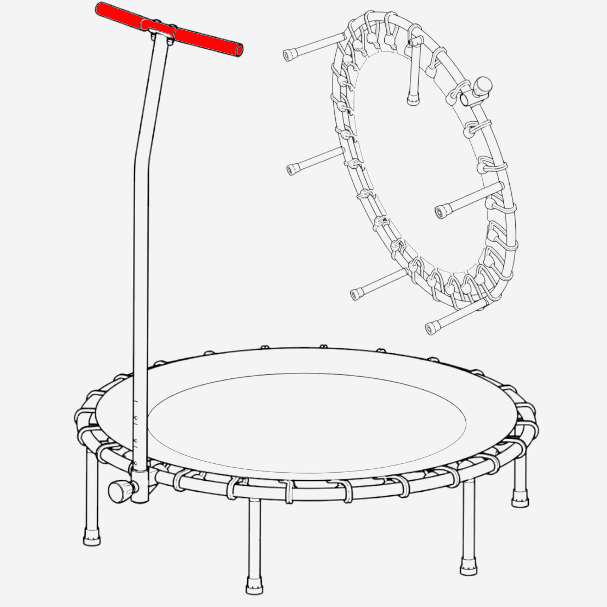 GUIDON / BARRE DE MAINTIEN - PIÈCE DÉTACHÉE POUR TRAMPOLINE FITNESS 500 4/5