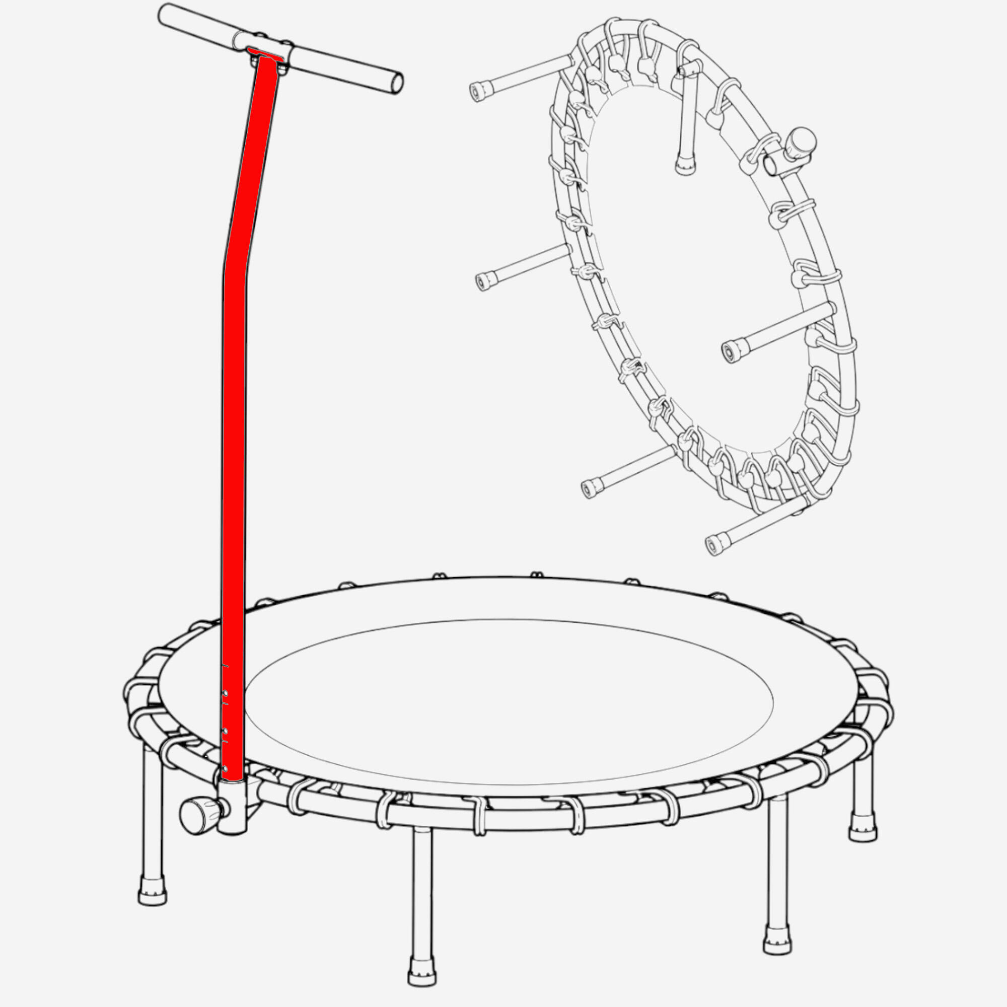 BARRE DE MAINTIEN - PIÈCE DÉTACHÉE POUR TRAMPOLINE FITNESS 500 2/3