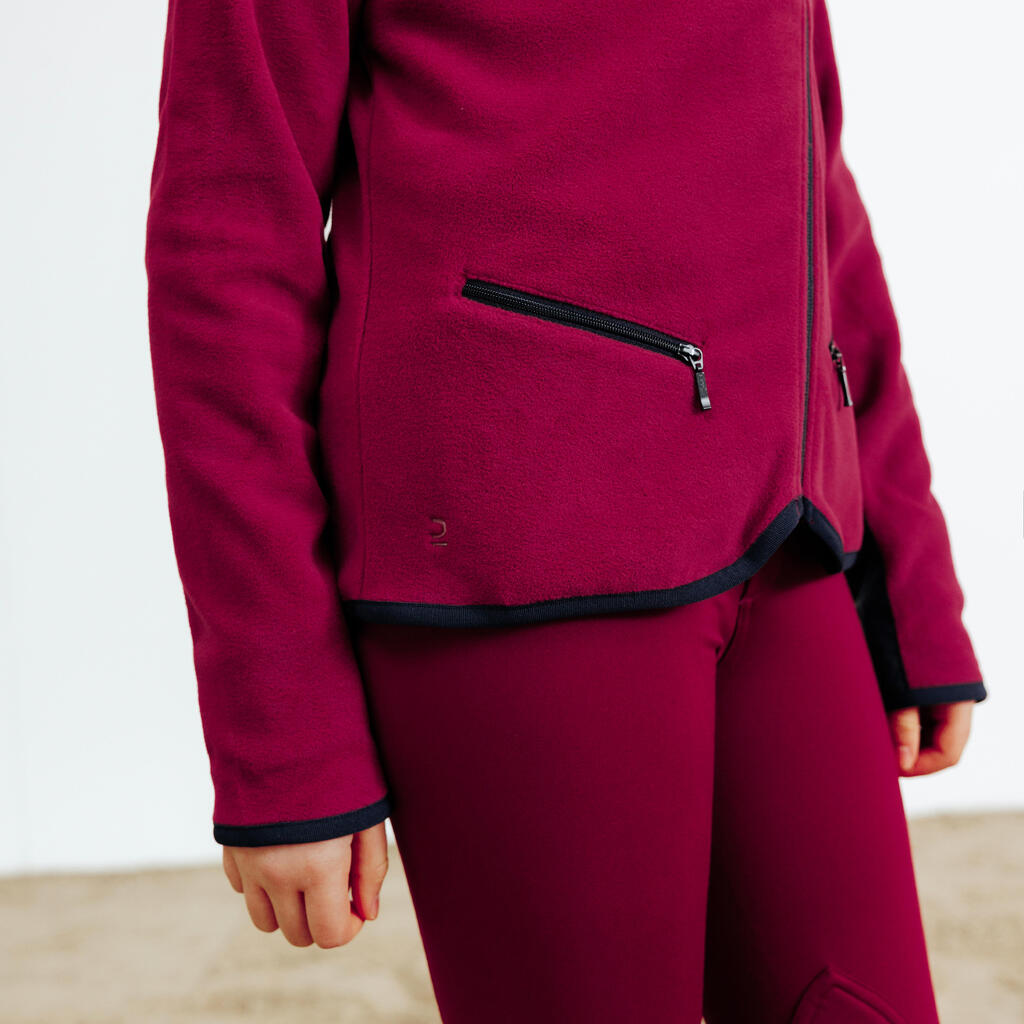 Kids' Horse Riding Fleece 100 - Purple/Cherry
