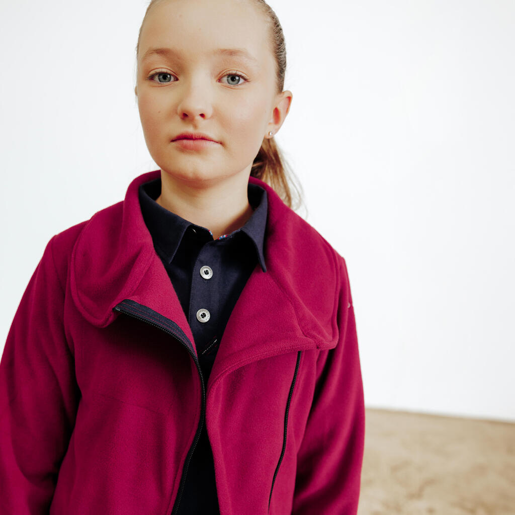 Kids' Horse Riding Fleece 100 - Purple/Cherry