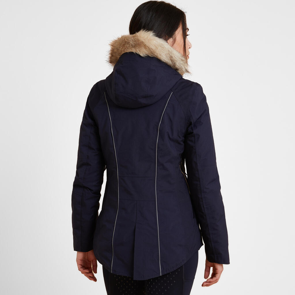 Women's Warm and Waterproof Horse Riding Jacket 580 - Navy Blue