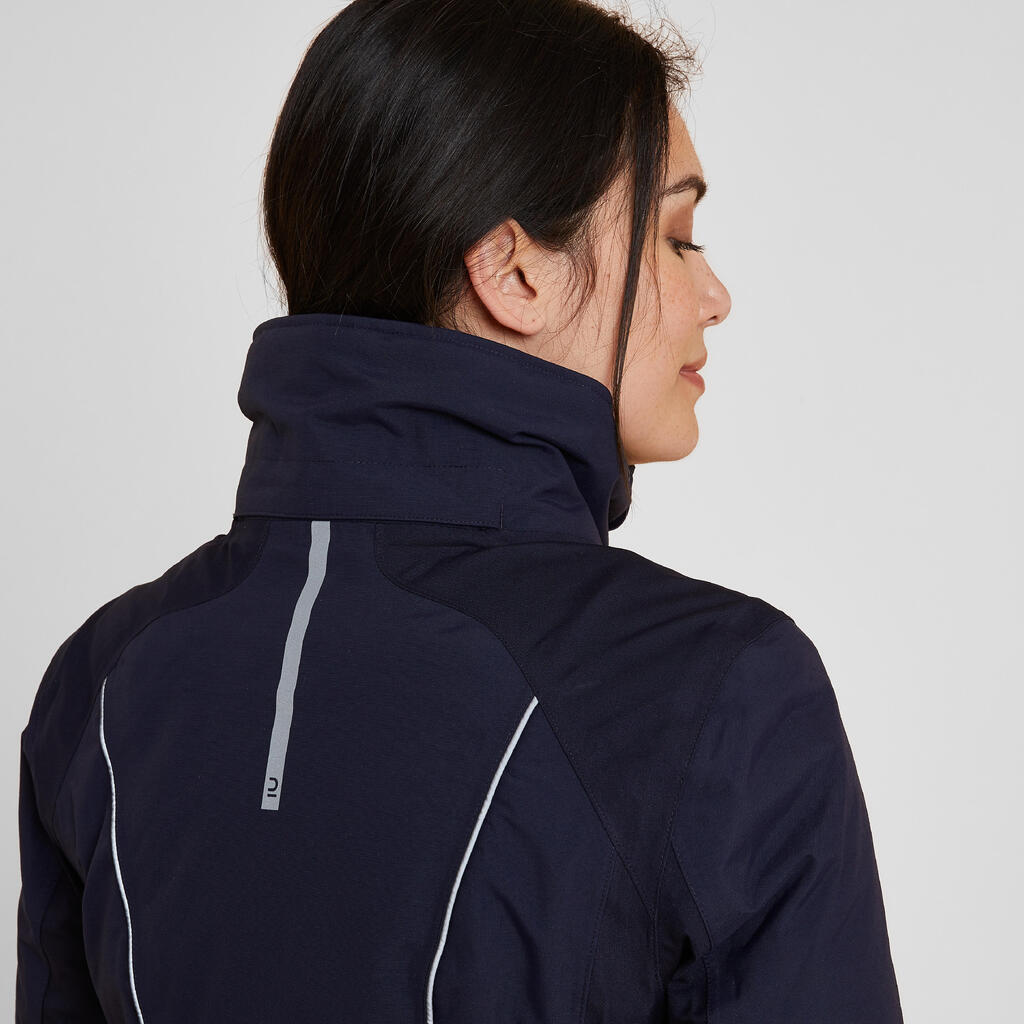 Women's Warm and Waterproof Horse Riding Jacket 580 - Navy Blue