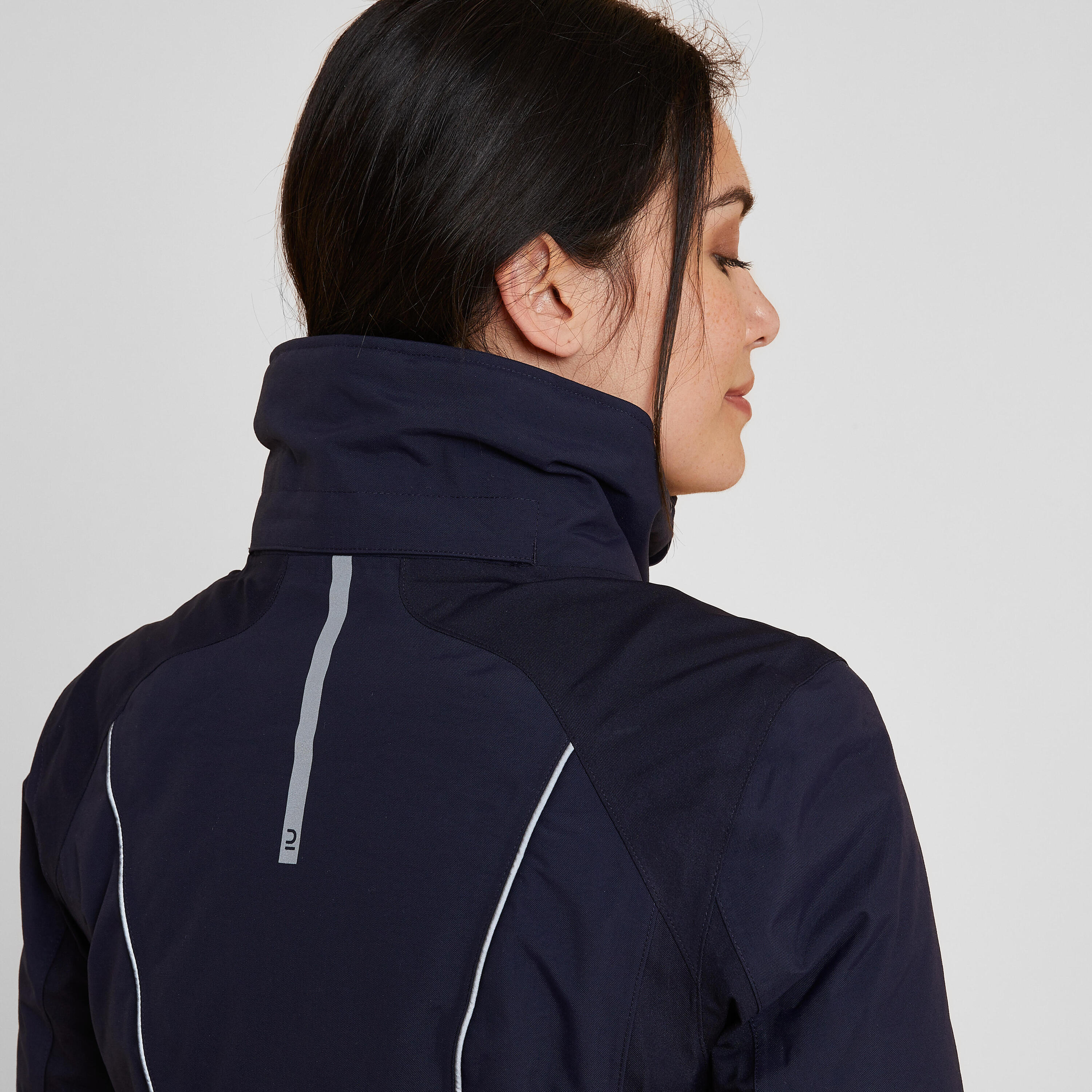 Giacca equitazione donna 580 impermeabile blu 7/8