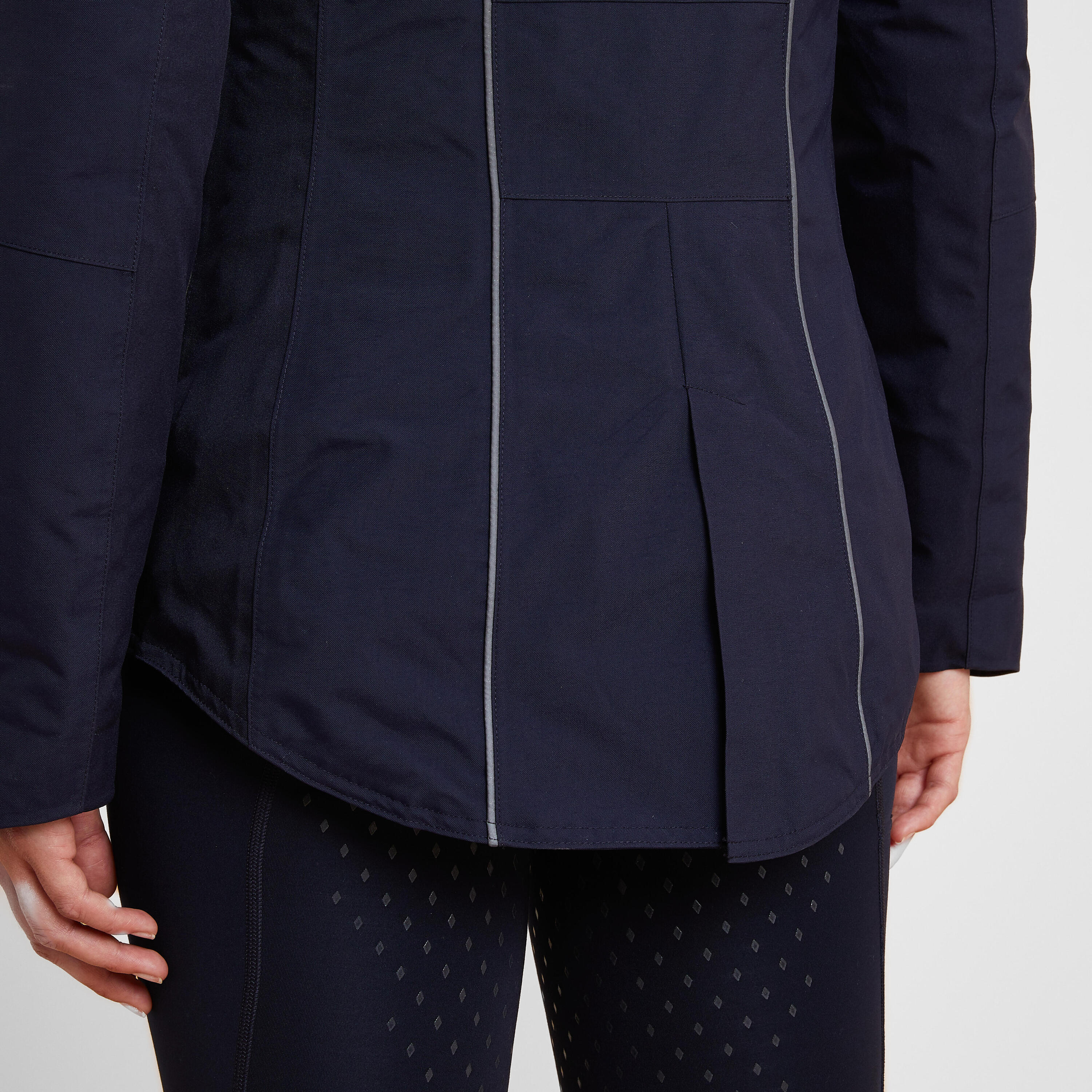 Giacca equitazione donna 580 impermeabile blu 5/8