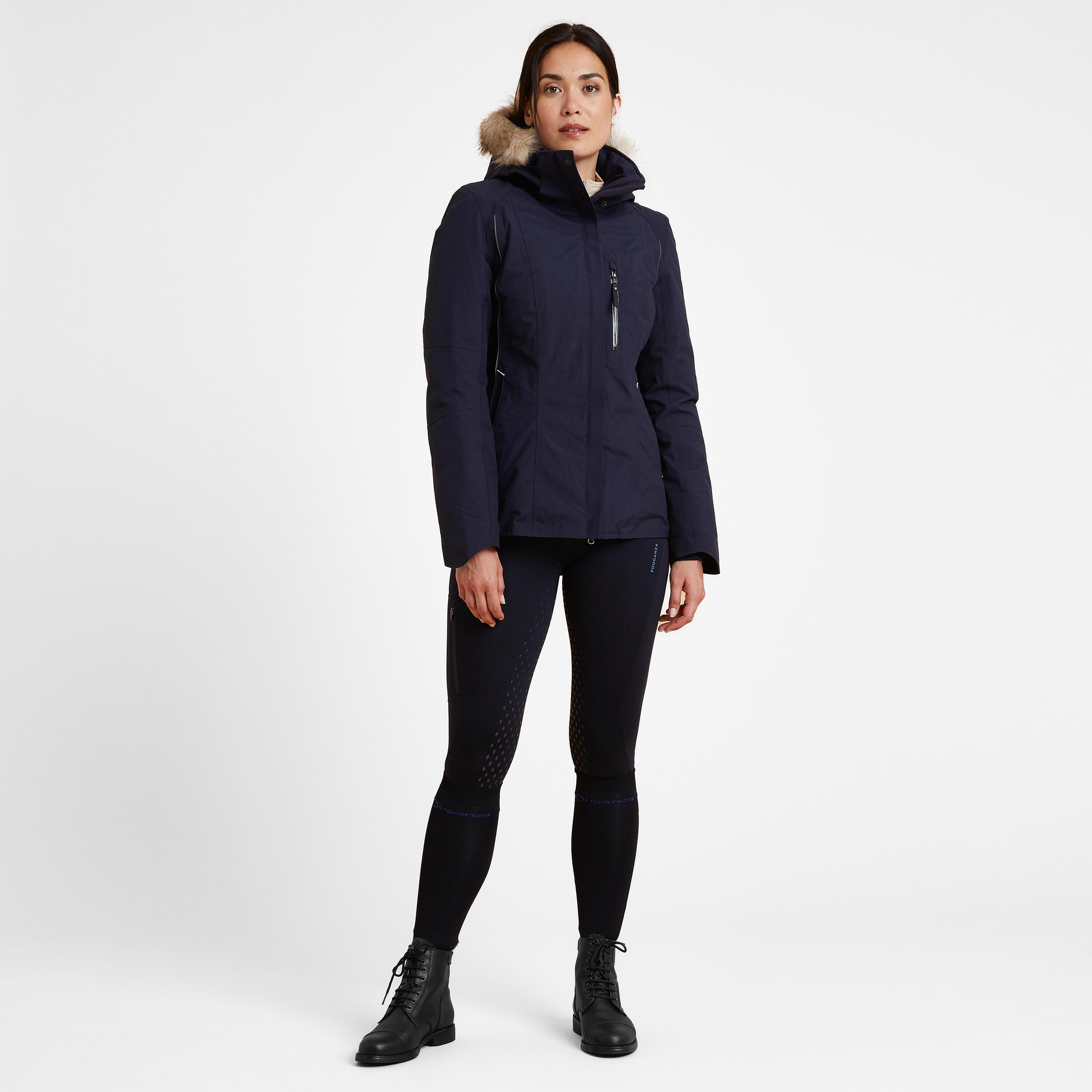 Giacca equitazione donna 580 impermeabile blu 2/8