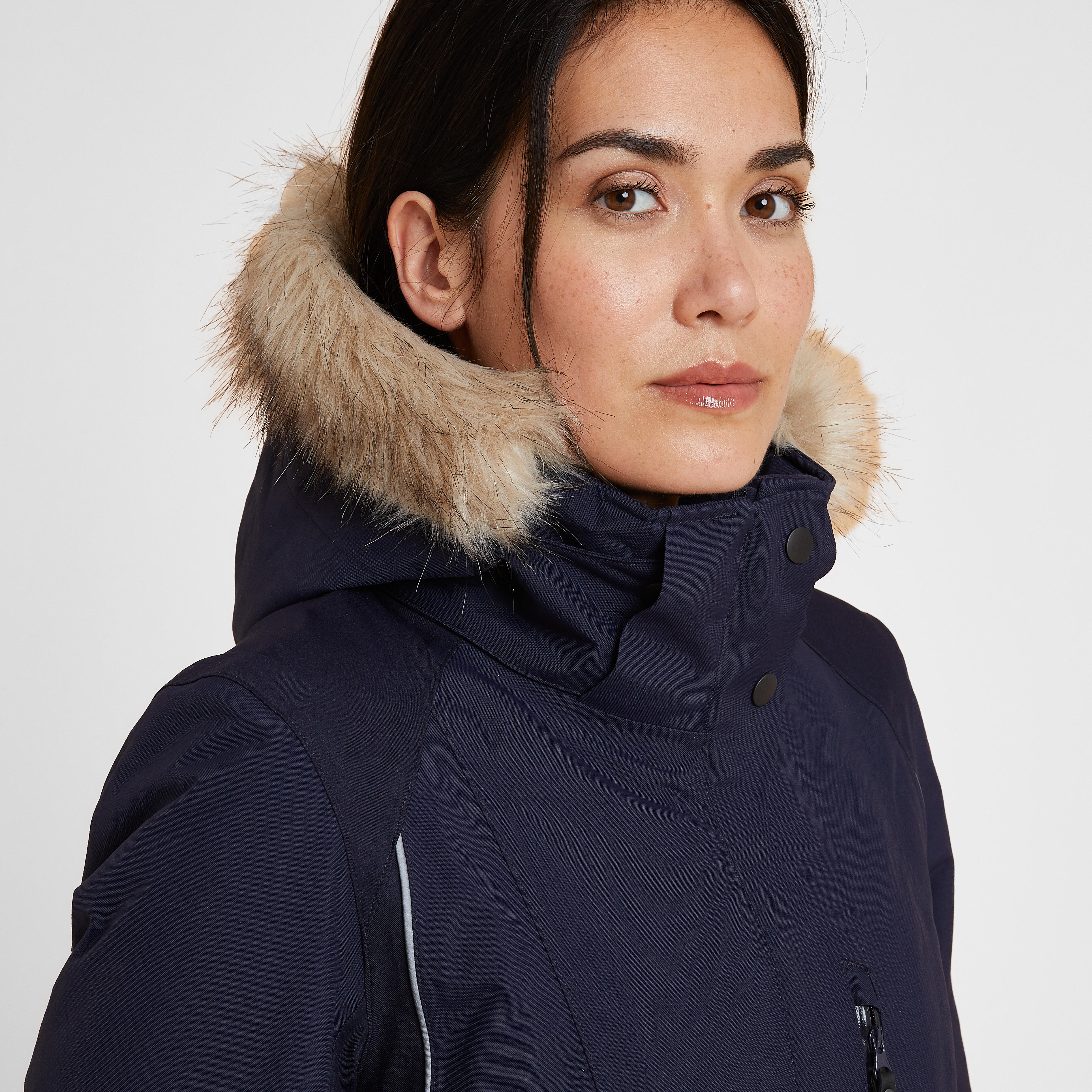 Women s Warm and Waterproof Horse Riding Jacket 580 Navy Blue Decathlon