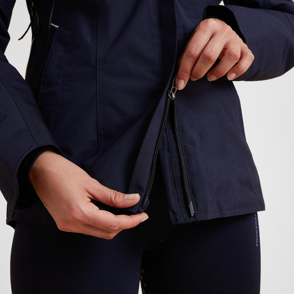 Women's Warm and Waterproof Horse Riding Jacket 580 - Navy Blue