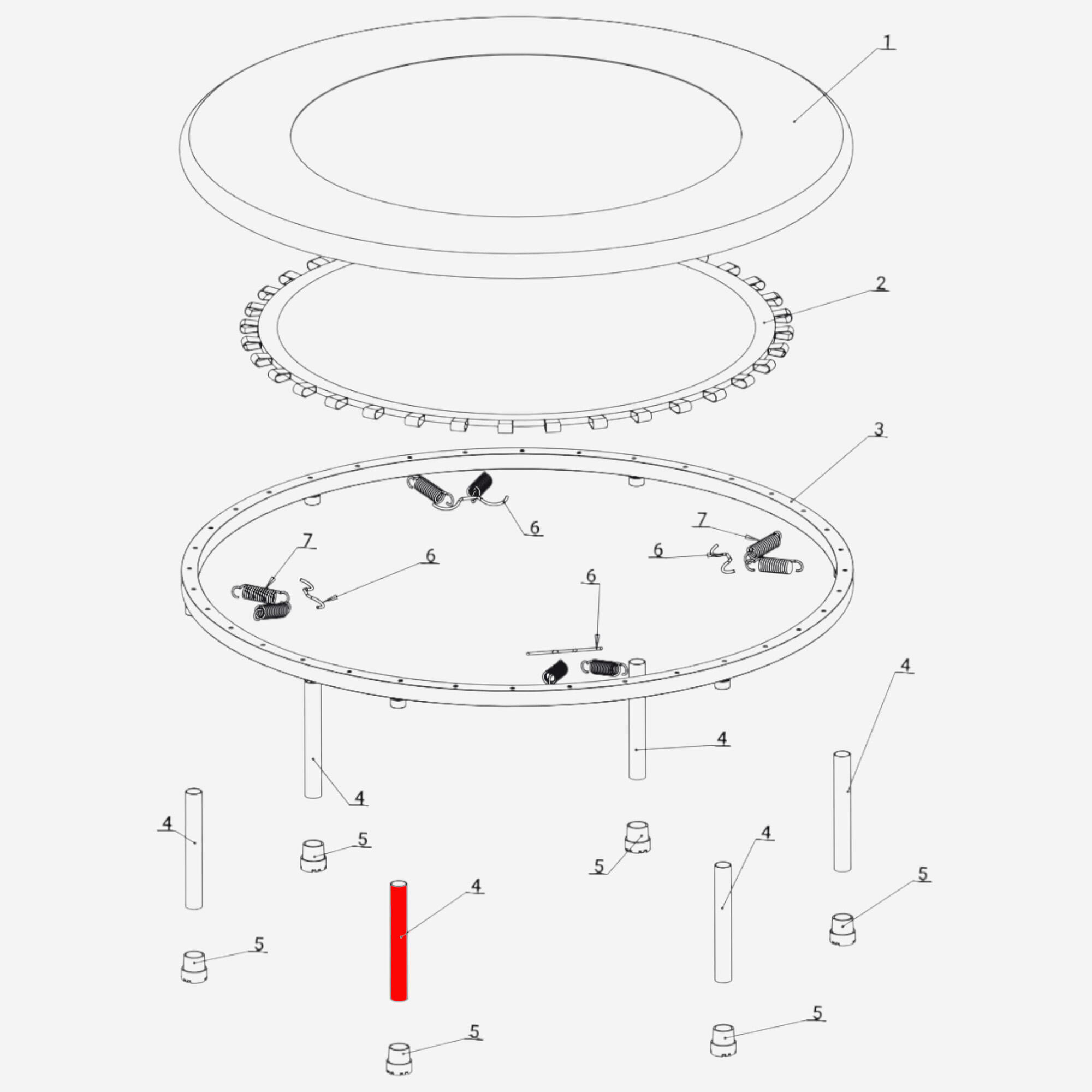 Leg Tube Spare Part for Fitness Trampoline 100 2/3