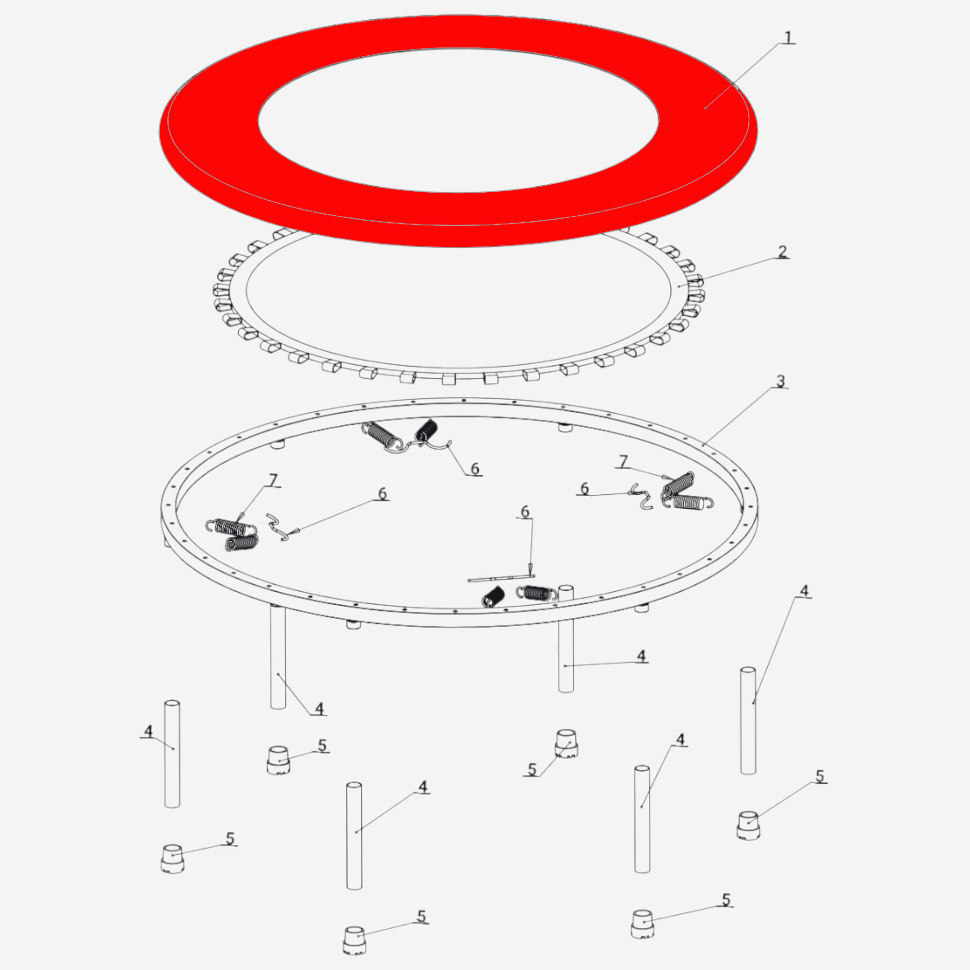 PROTECTION RESSORT - PIÈCE DÉTACHÉE POUR TRAMPOLINE FITNESS 100 2/3