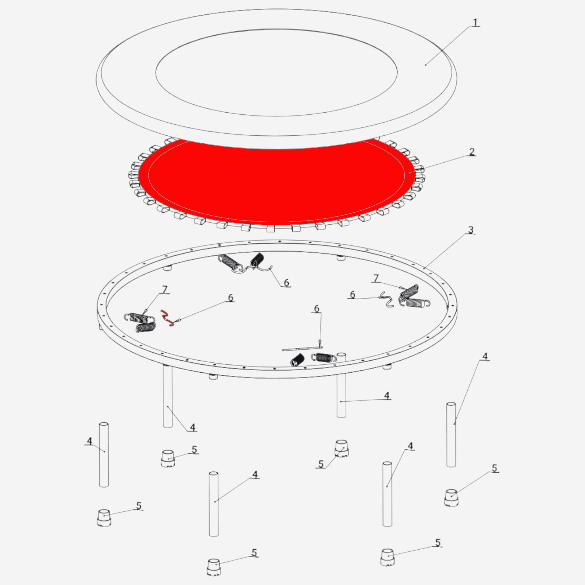 TOILE DE SAUT - PIÈCE DÉTACHÉE POUR TRAMPOLINE FITNESS 100 2/3