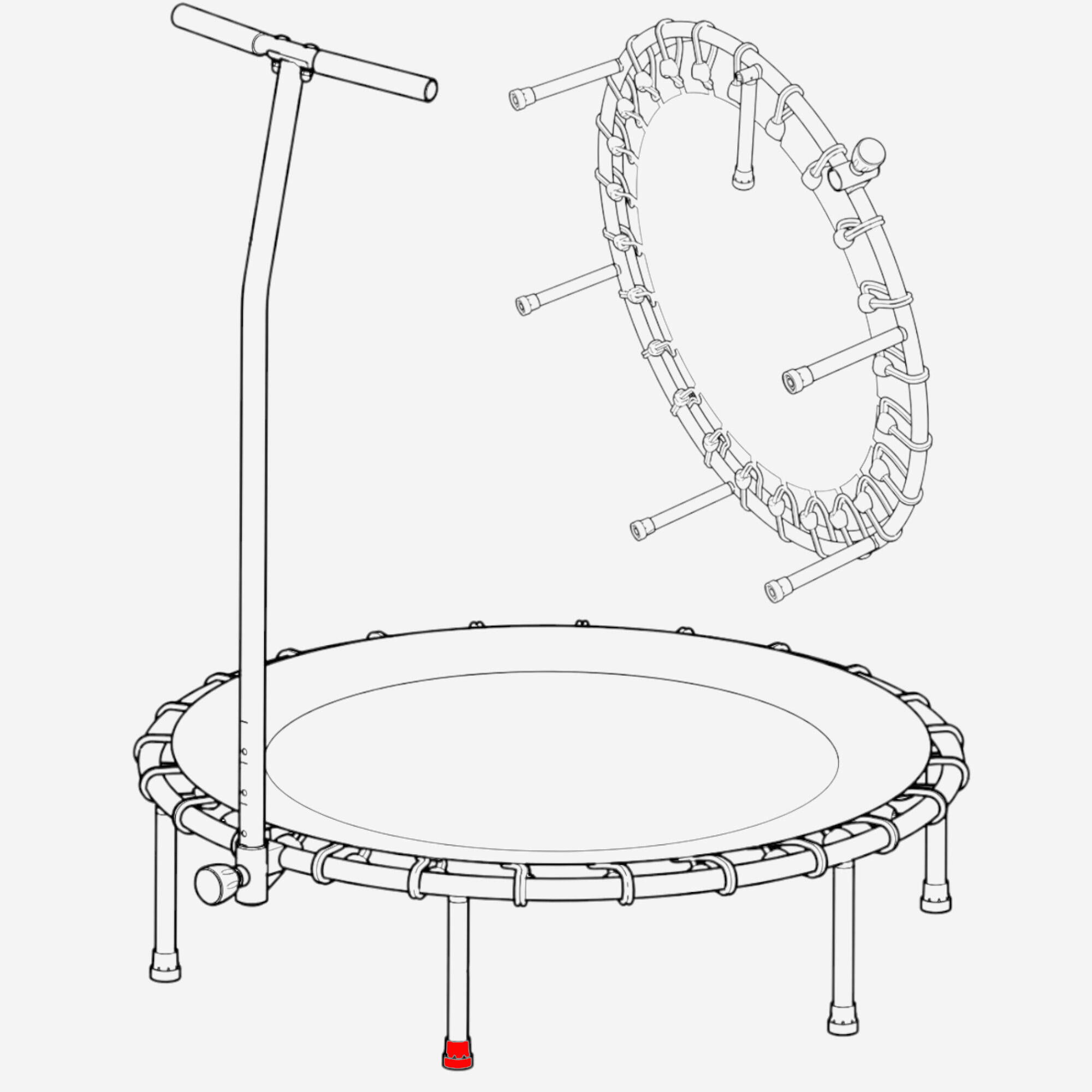 EMBOUT PIED * 6 - PIÈCE DÉTACHÉE POUR TRAMPOLINE FITNESS 100 3/5