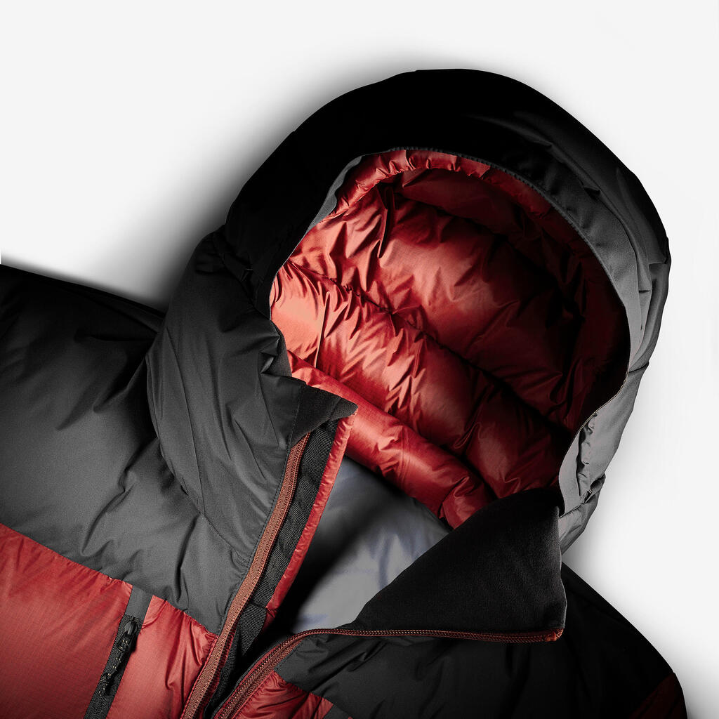 Daunenjacke Herren Kapuze bis -20 °C Trekking - MT900 rot