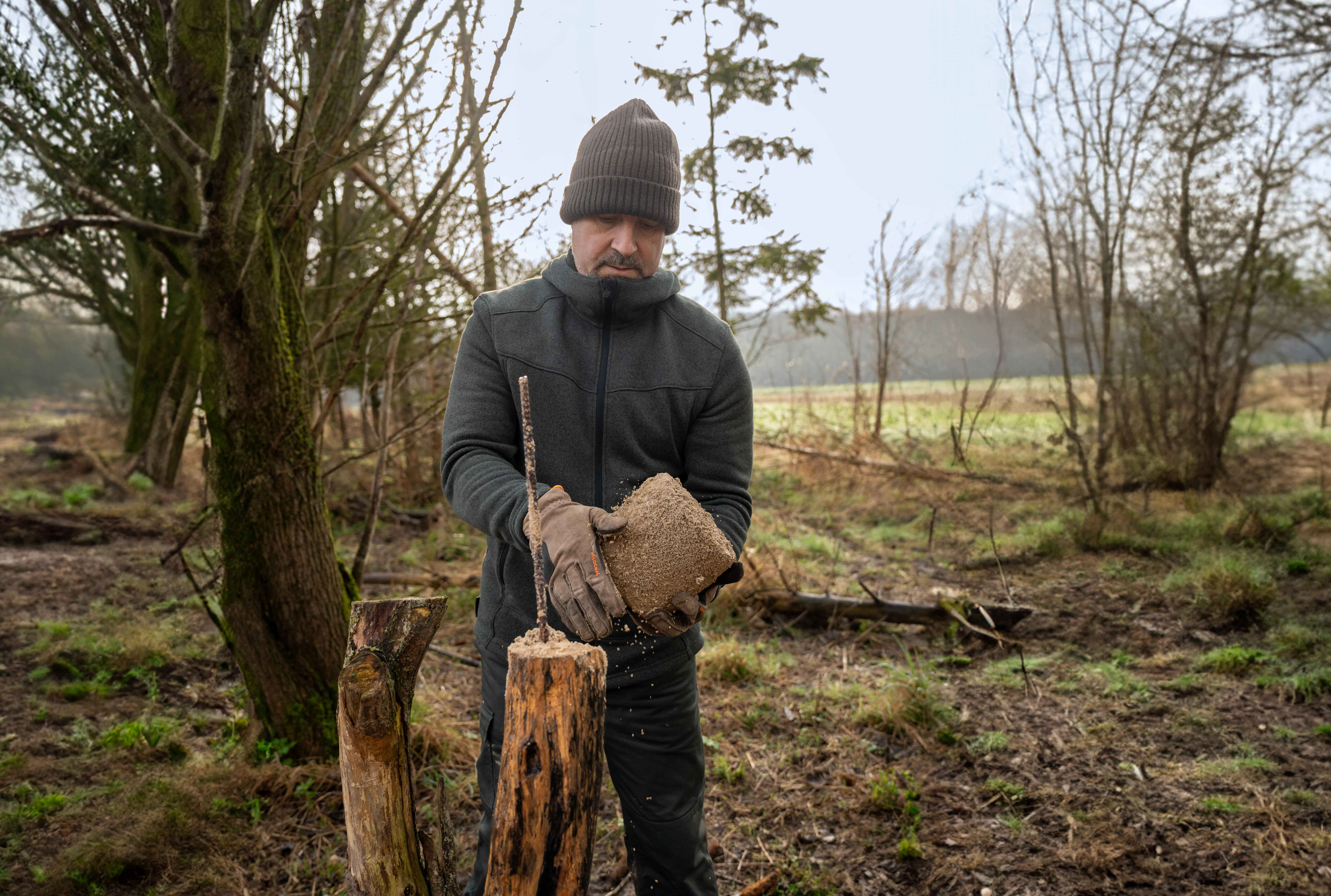 Chandail de chasse à capuchon avec glissière homme – 500 vert - SOLOGNAC