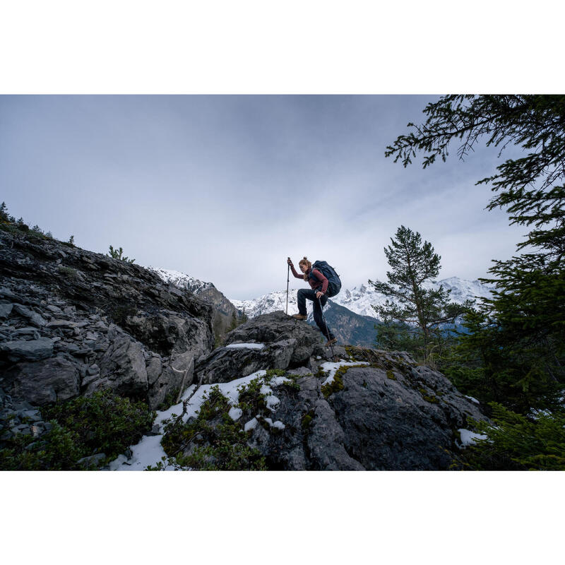 Bluză din lână merinos Trekking la munte MT900 Bordo Damă 