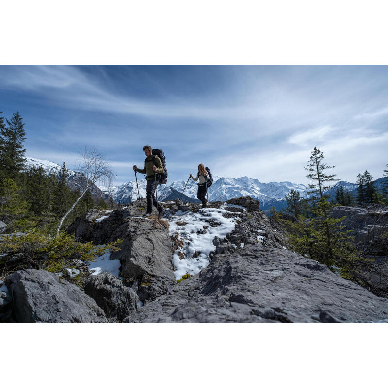 Bluză din lână merinos Trekking MT900 Kaki Bărbați 