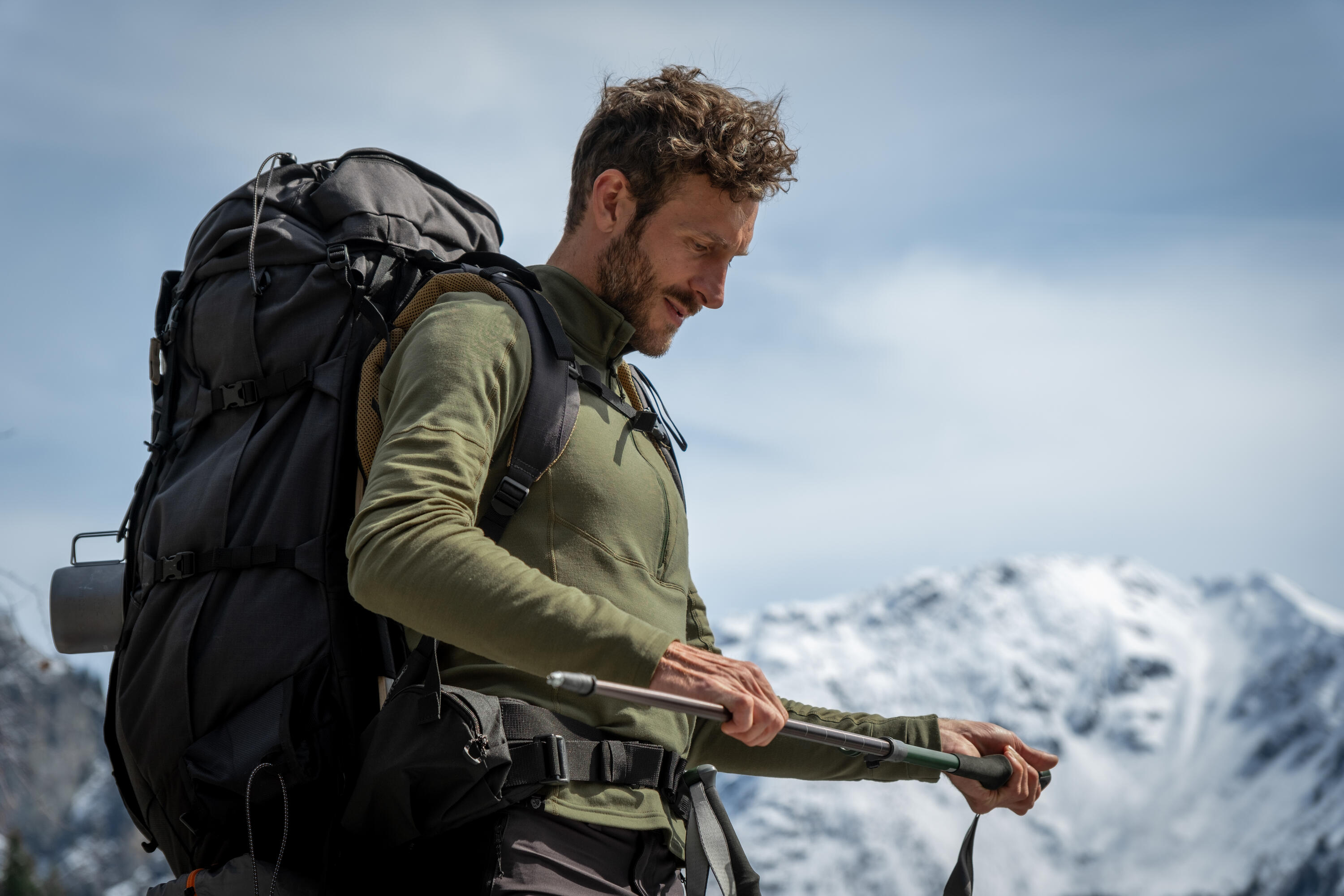 T-shirt manches longues de trekking en laine mérinos - MT900 -Homme 8/10