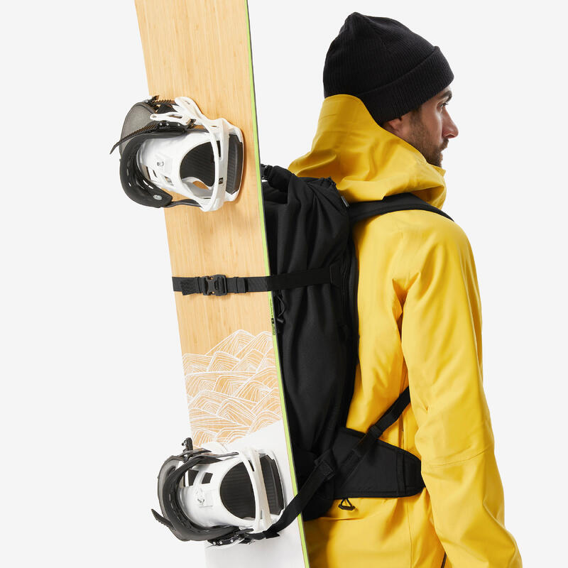 Rugzak voor freeride skiën en snowboarden rolltop Robust Freeride 30 l zwart