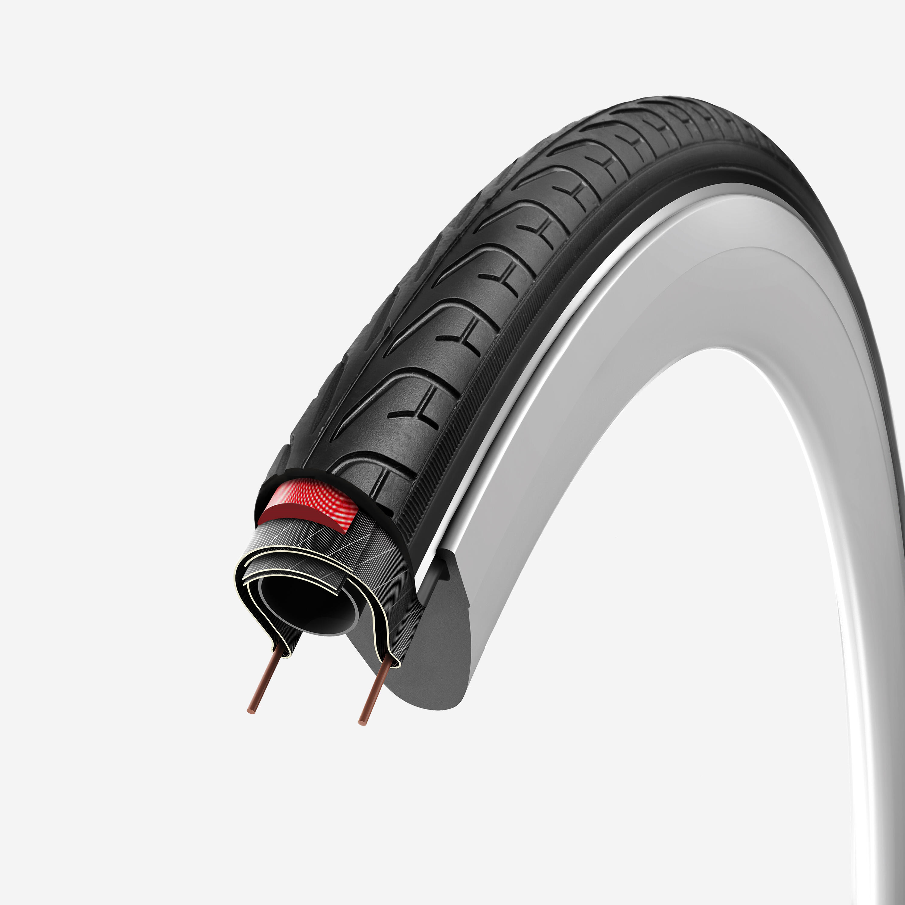 Pneu randonneur tech plus 3 mm 700x38c special velo a assistance electrique VITORIA Decathlon