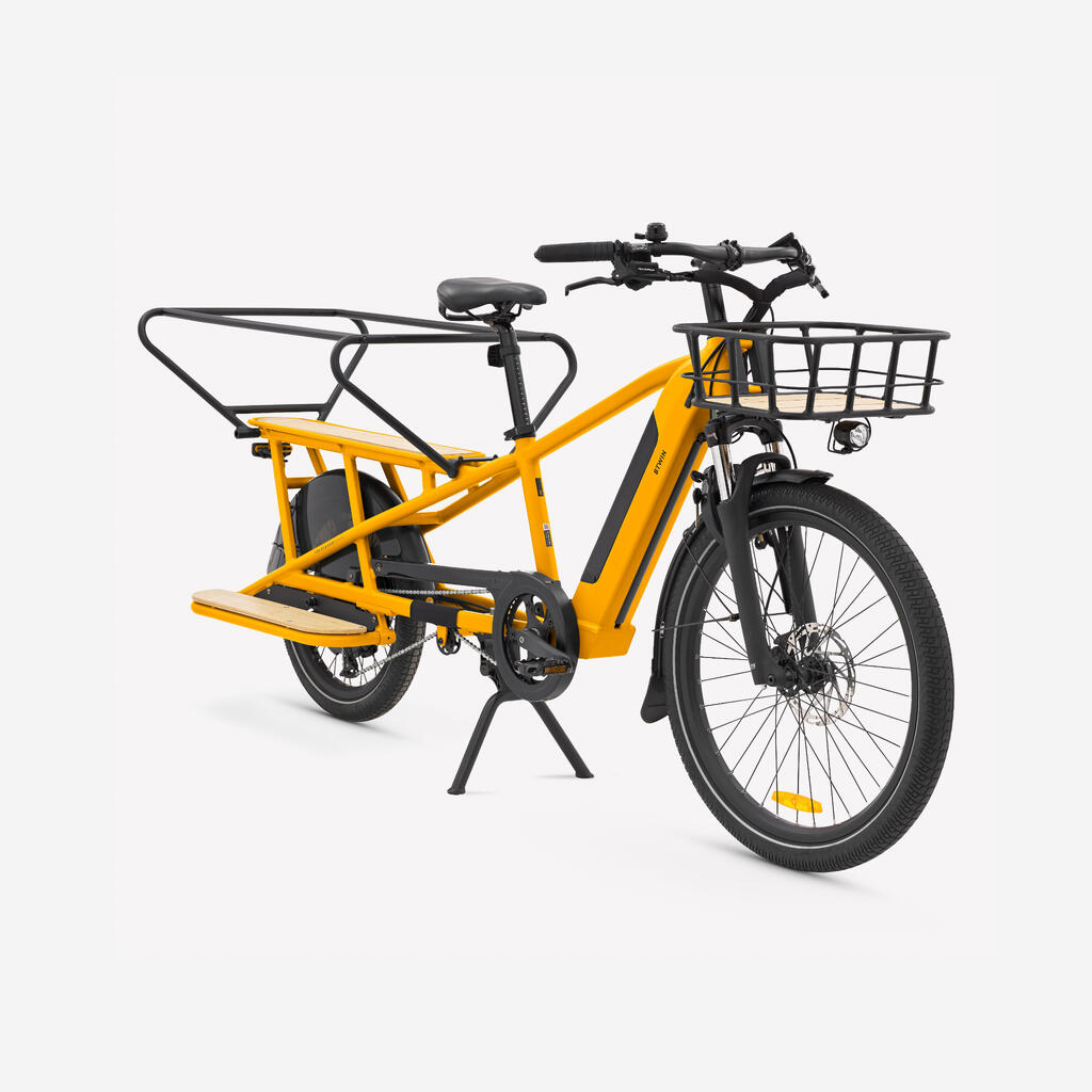 Nákladný elektrobicykel Longtail R500E so zadným nosičom žltý