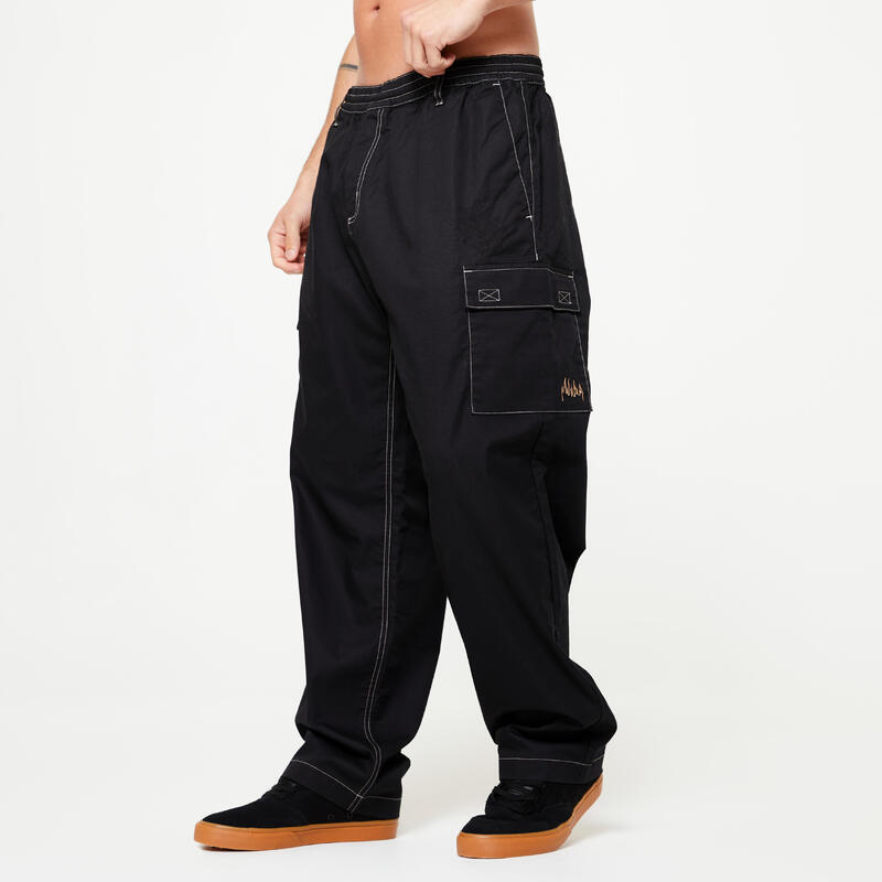 Pantalon de skate Chino Cargo DAMESTOY noir coutures blanches