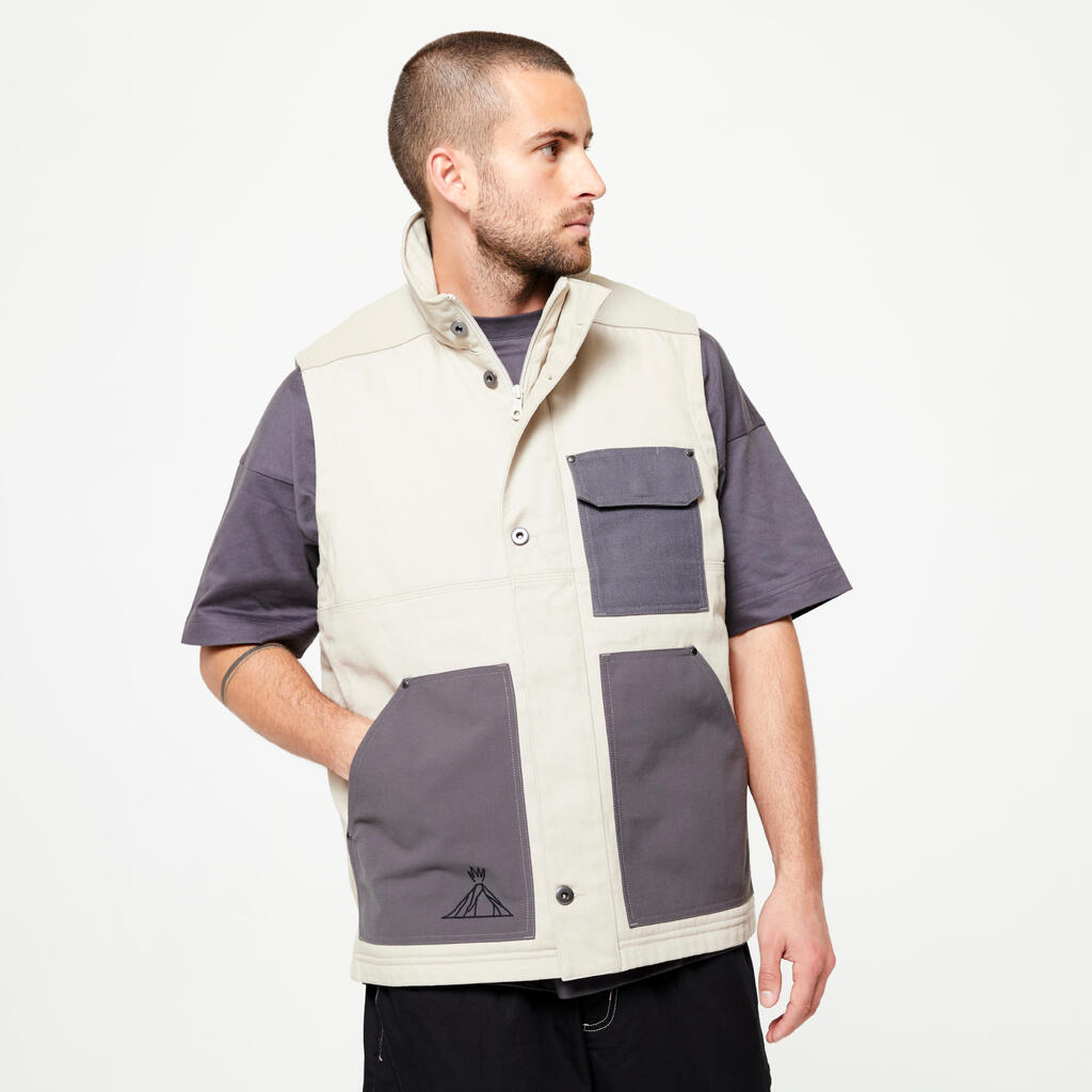 Multipocket Skateboard Gilet Damestoy Signature Collection - Beige/Grey