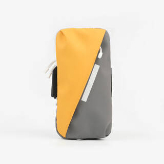 Adult KIPRUN multi-pocket running smartphone armband - Yellow and grey